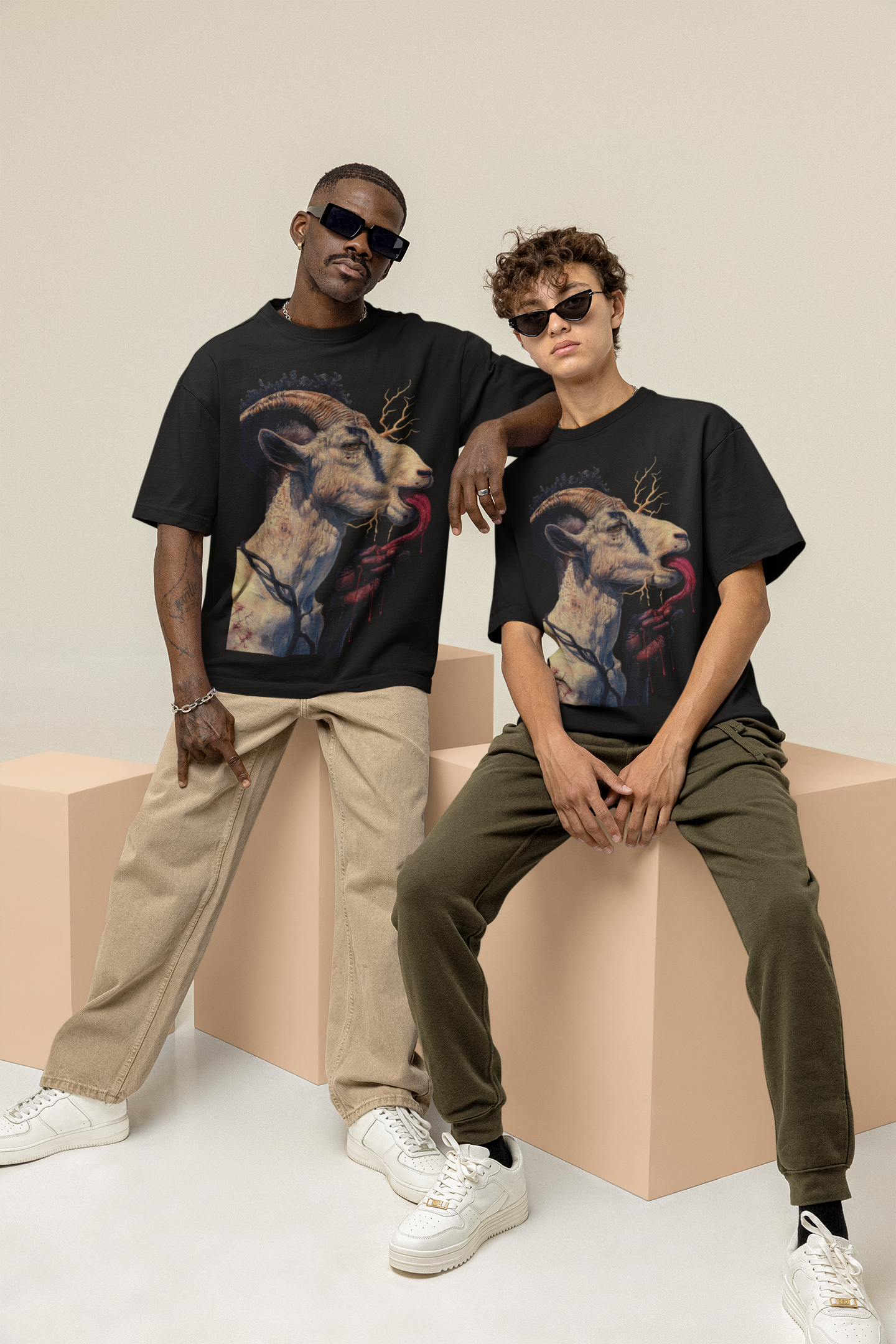 GOODLUCK Oversized T-Shirt – The Offering (White & Black Edition)