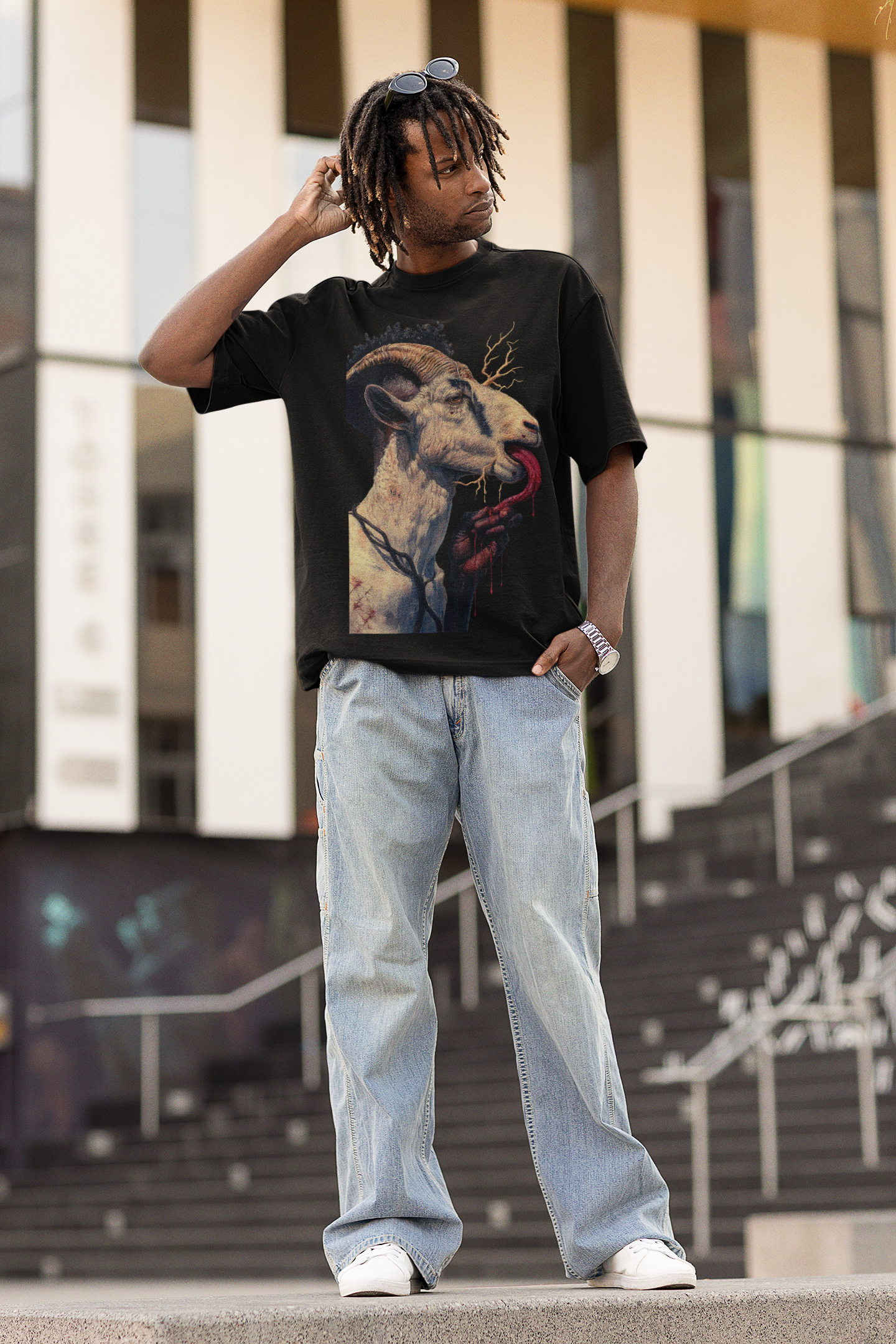 GOODLUCK Oversized T-Shirt – The Offering (White & Black Edition)