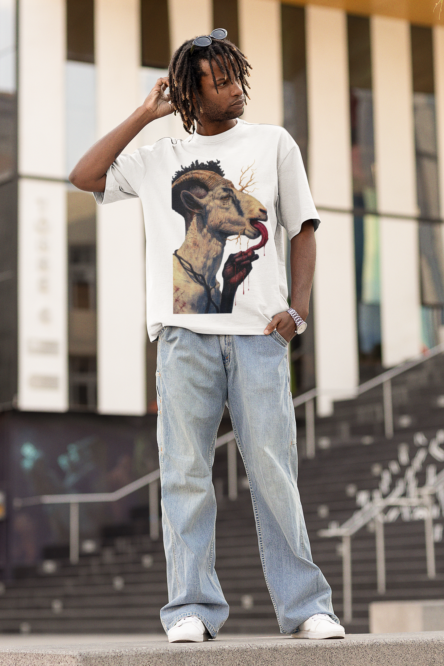 GOODLUCK Oversized T-Shirt – The Offering (White & Black Edition)