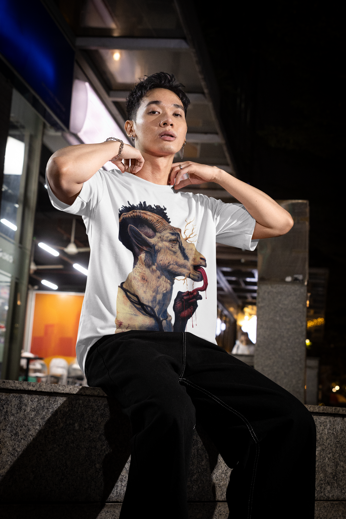GOODLUCK Oversized T-Shirt – The Offering (White & Black Edition)