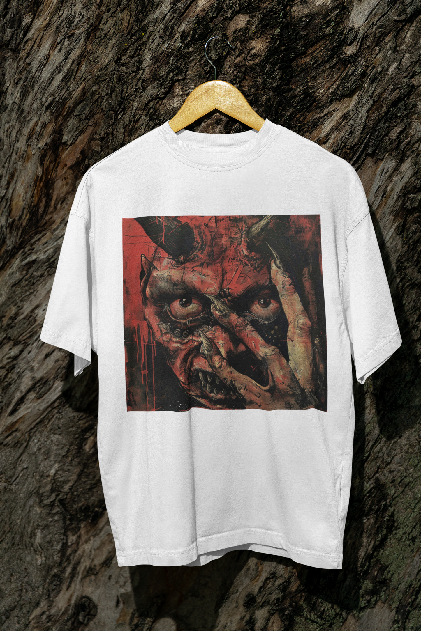 GOODLUCK Oversized T-Shirt β Shadow Witness (Blood Edition) (Black & White) shadow-witness-blood-tee