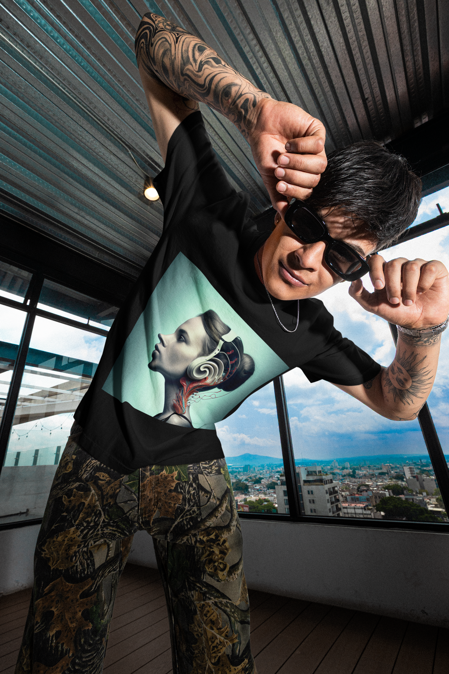 GOODLUCK Oversized Tee ā Human Frequency (Black & White Edition)