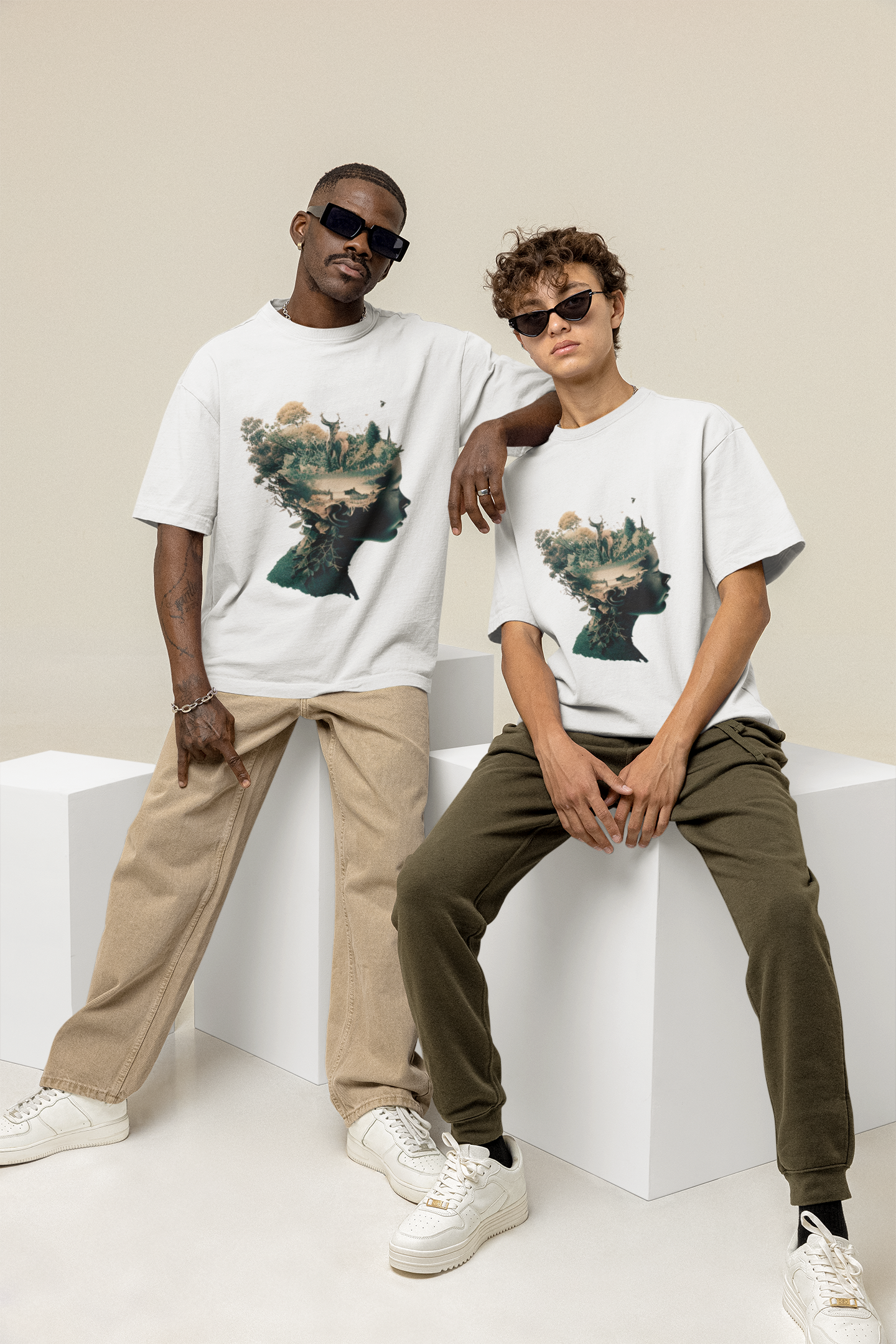 GOODLUCK Oversized Tee – Nature Mind (White Edition)v