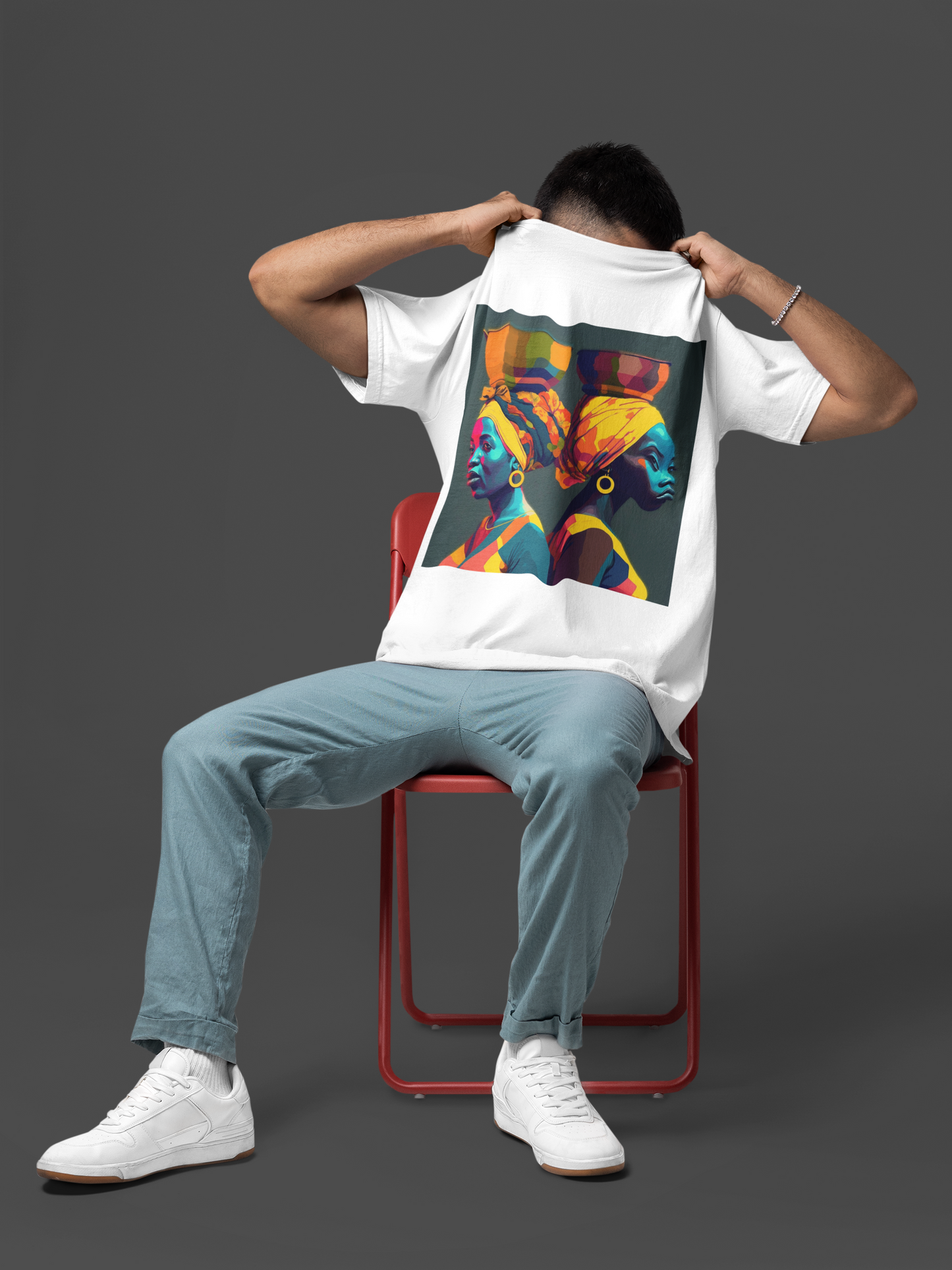 GOODLUCK Oversized Tee – Motherland Queens (Black & White Edition)