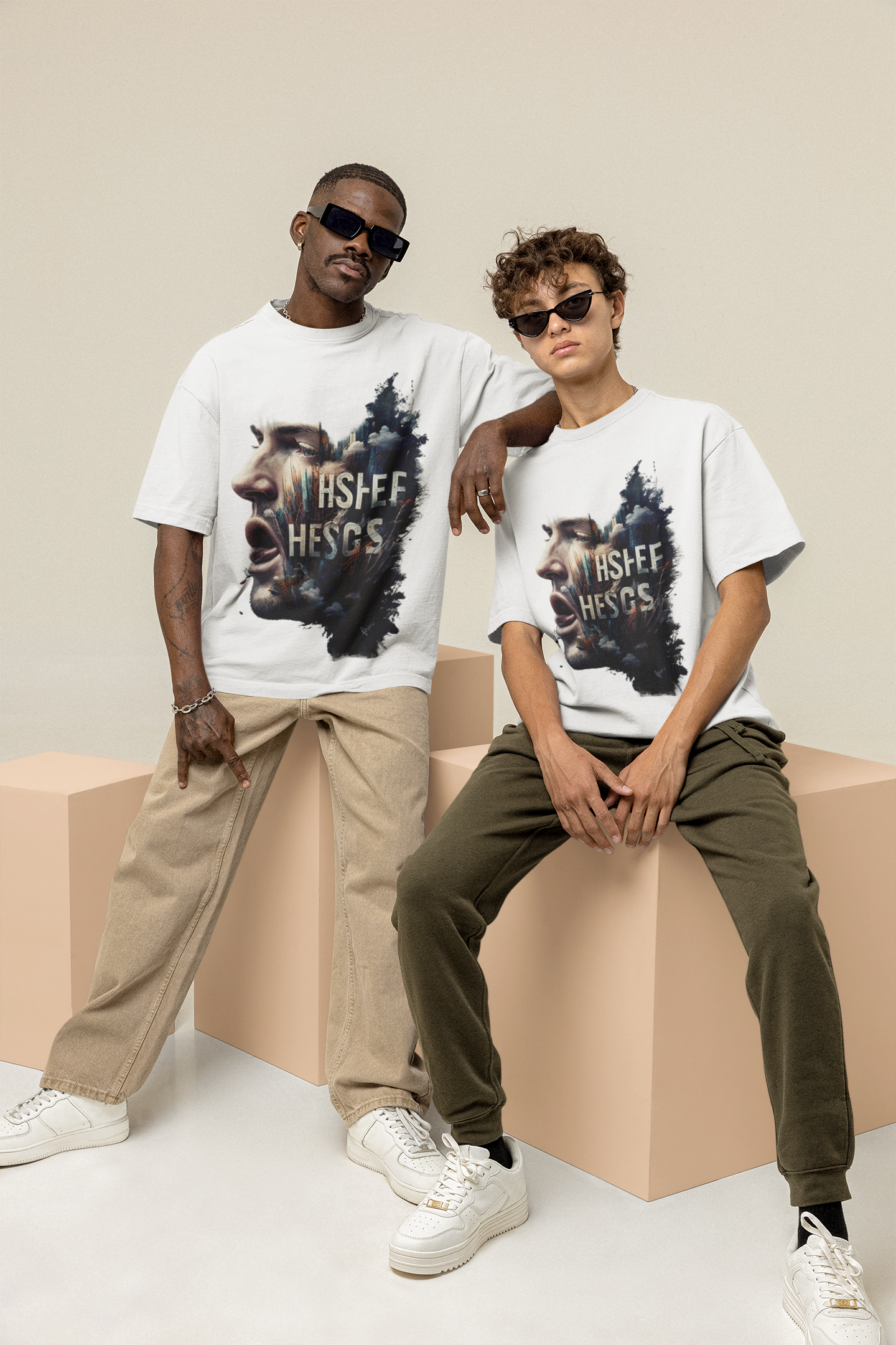 GOODLUCK Oversized Tee – Voice of the Streets (White Edition)
