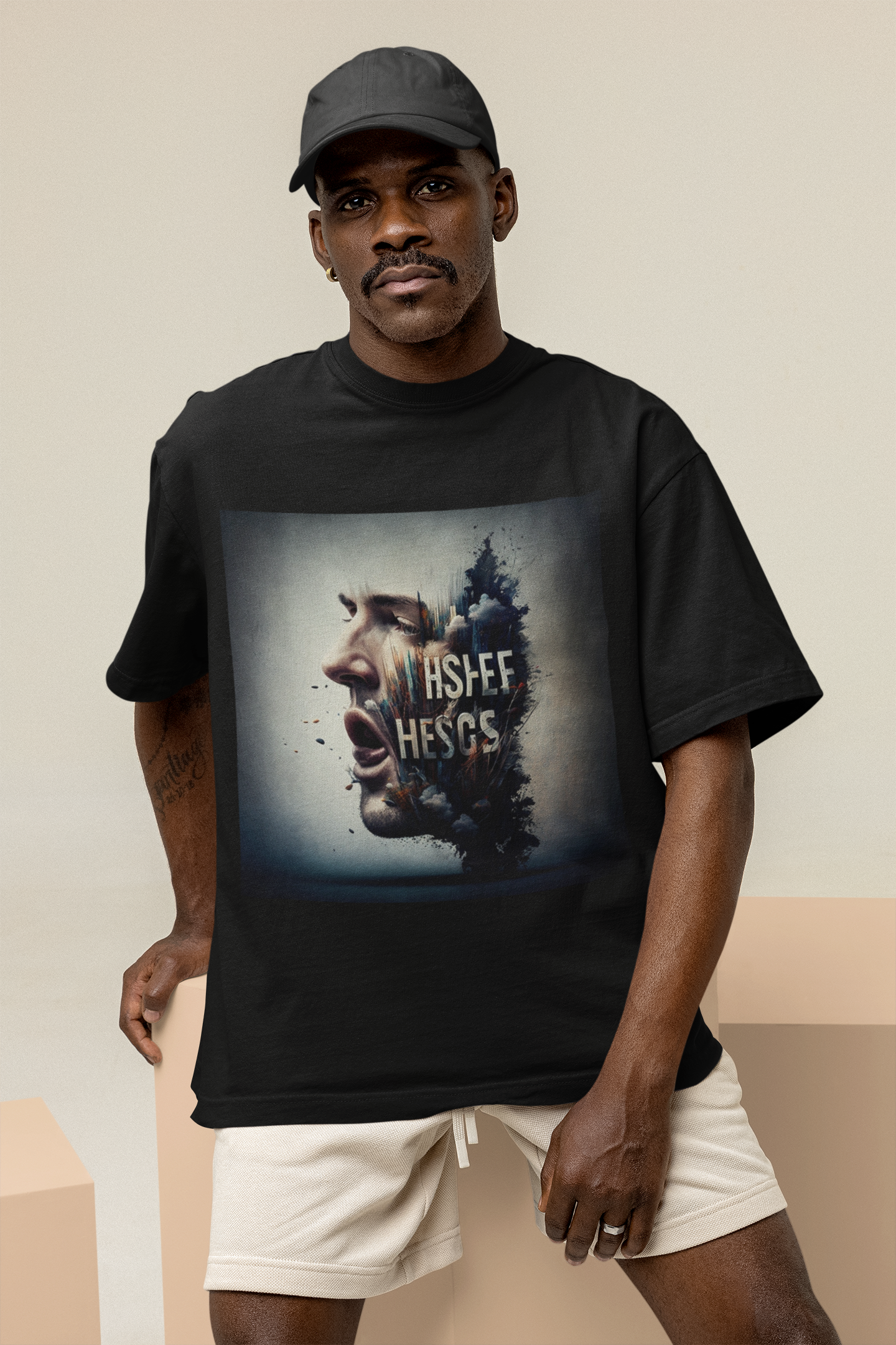 GOODLUCK Oversized Tee – Voice of the Streets (Black Edition)