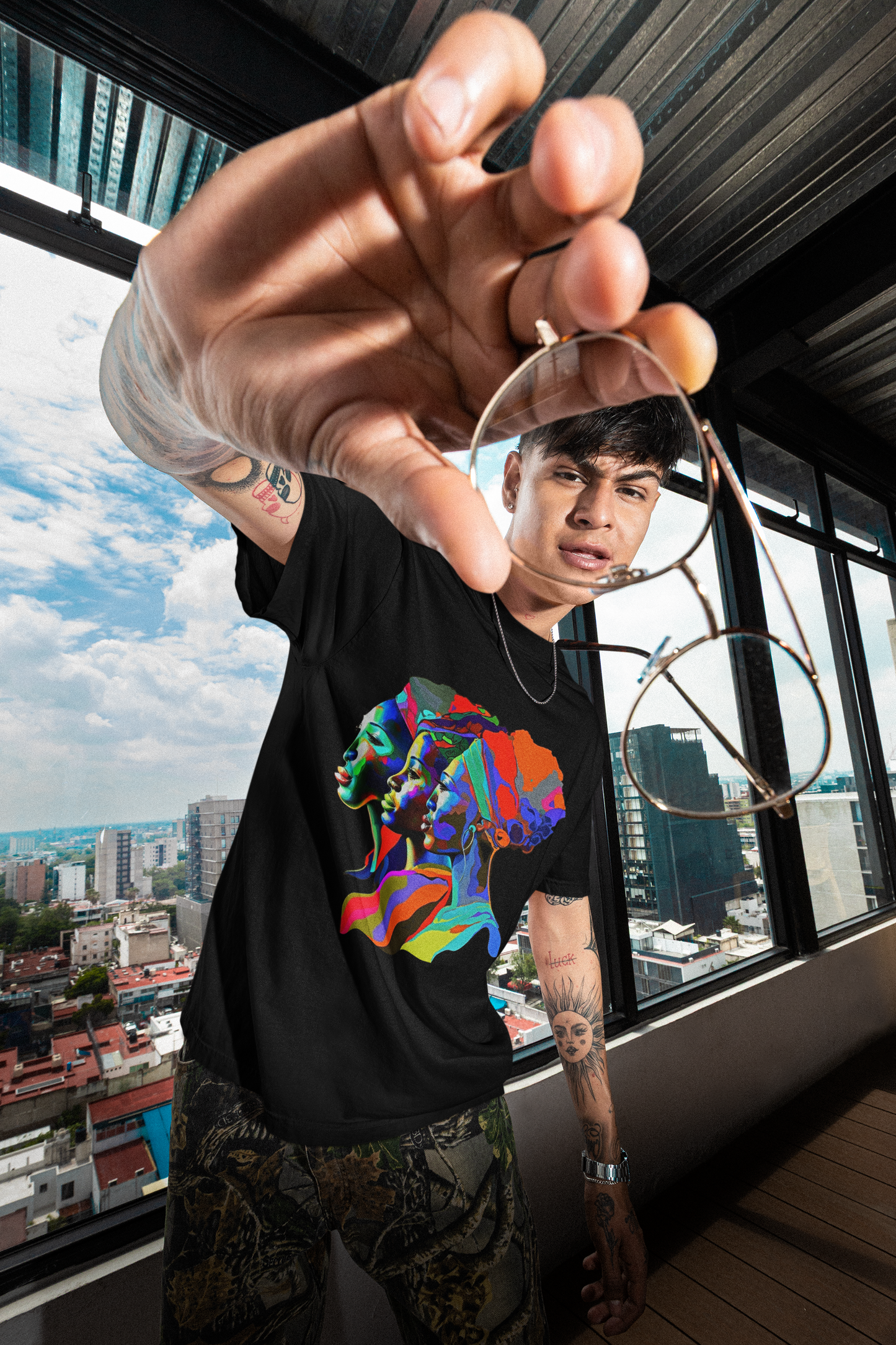 GOODLUCK Oversized Tee – Motherland Spectrum (White & Black Edition)