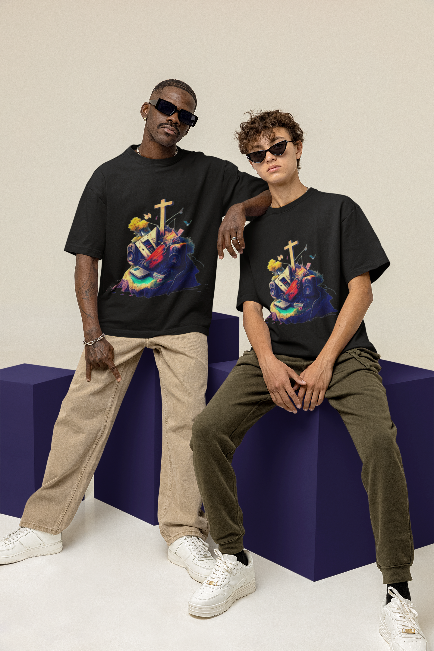 GOODLUCK Oversized Tee ā Faith & Sound (White & Black Editions)
