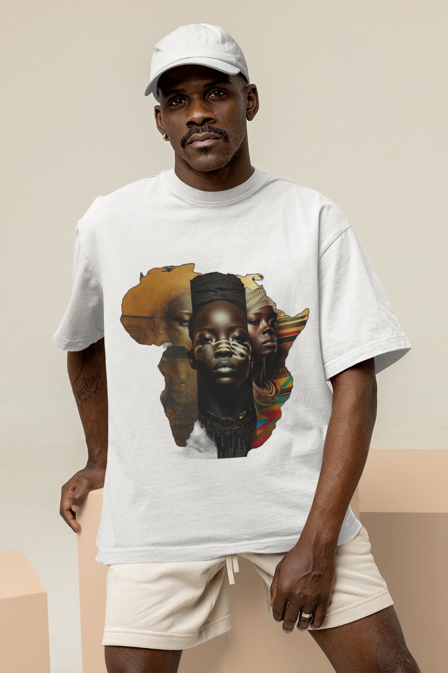 GOODLUCK Oversized Tee – Motherland Vision (White & Black Edition)