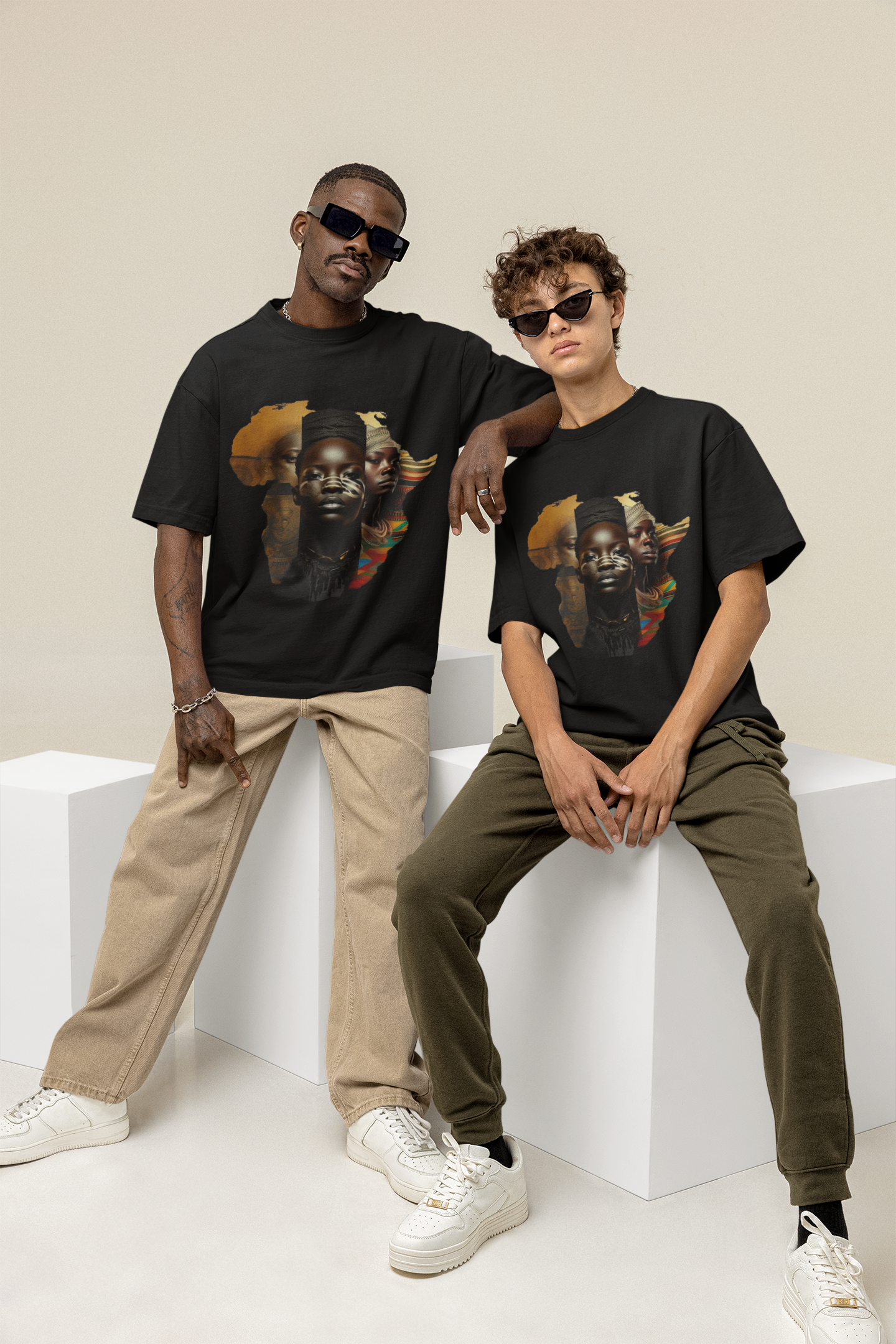 GOODLUCK Oversized Tee – Motherland Vision (White & Black Edition)