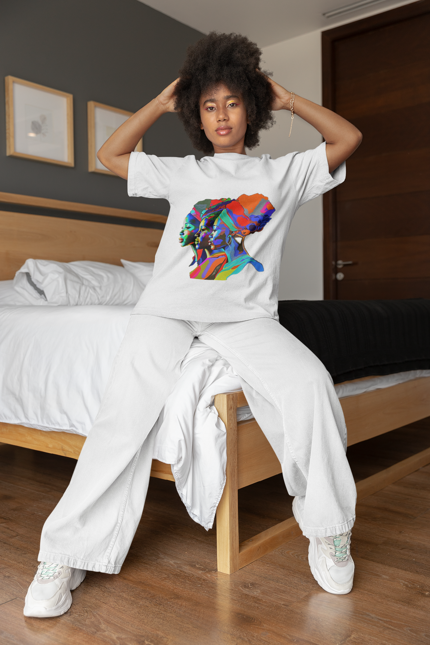 GOODLUCK Oversized Tee – Motherland Spectrum (White & Black Edition)