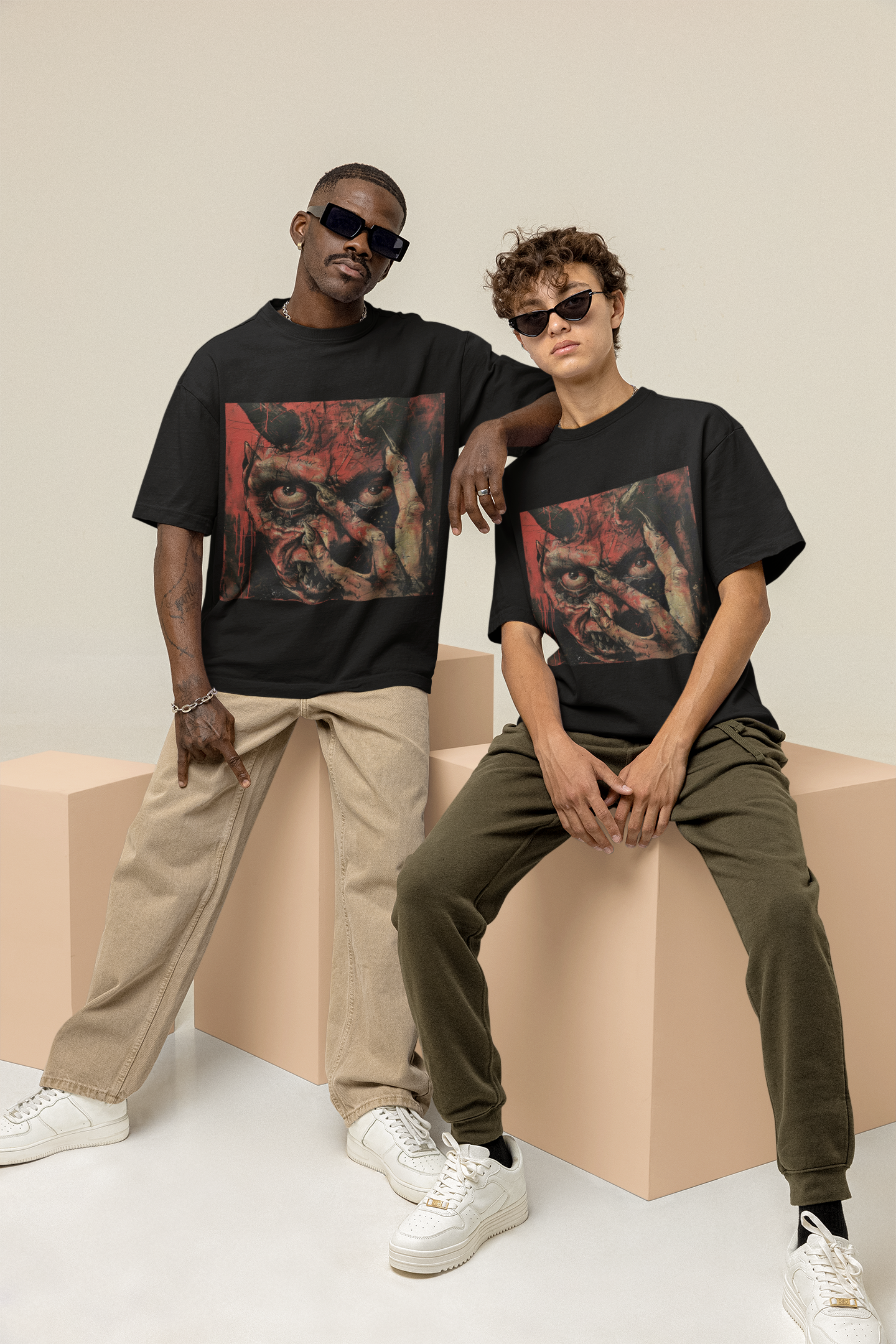 GOODLUCK Oversized T-Shirt β Shadow Witness (Blood Edition) (Black & White) shadow-witness-blood-tee