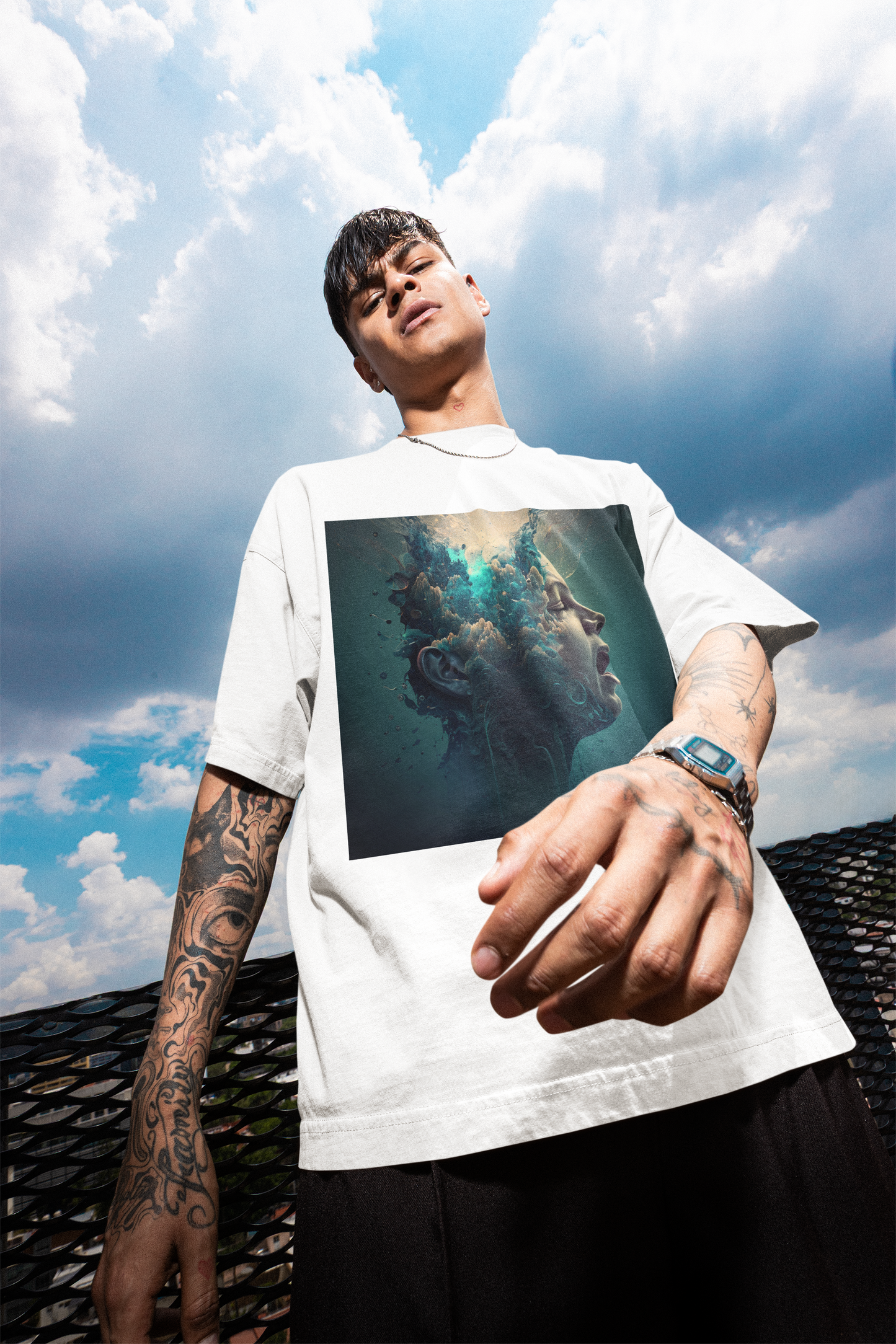 GOODLUCK Oversized Tee – Breaking Point (White Edition)