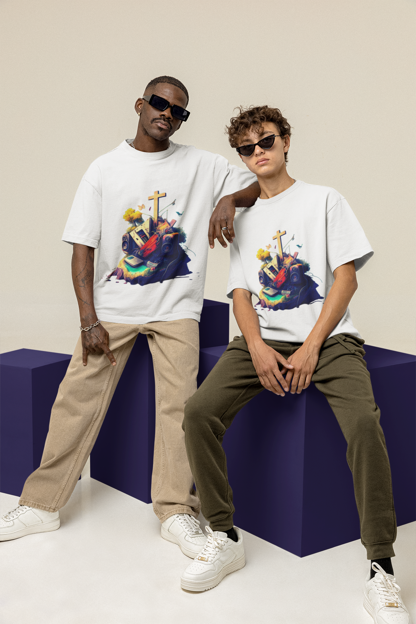 GOODLUCK Oversized Tee ā Faith & Sound (White & Black Editions)