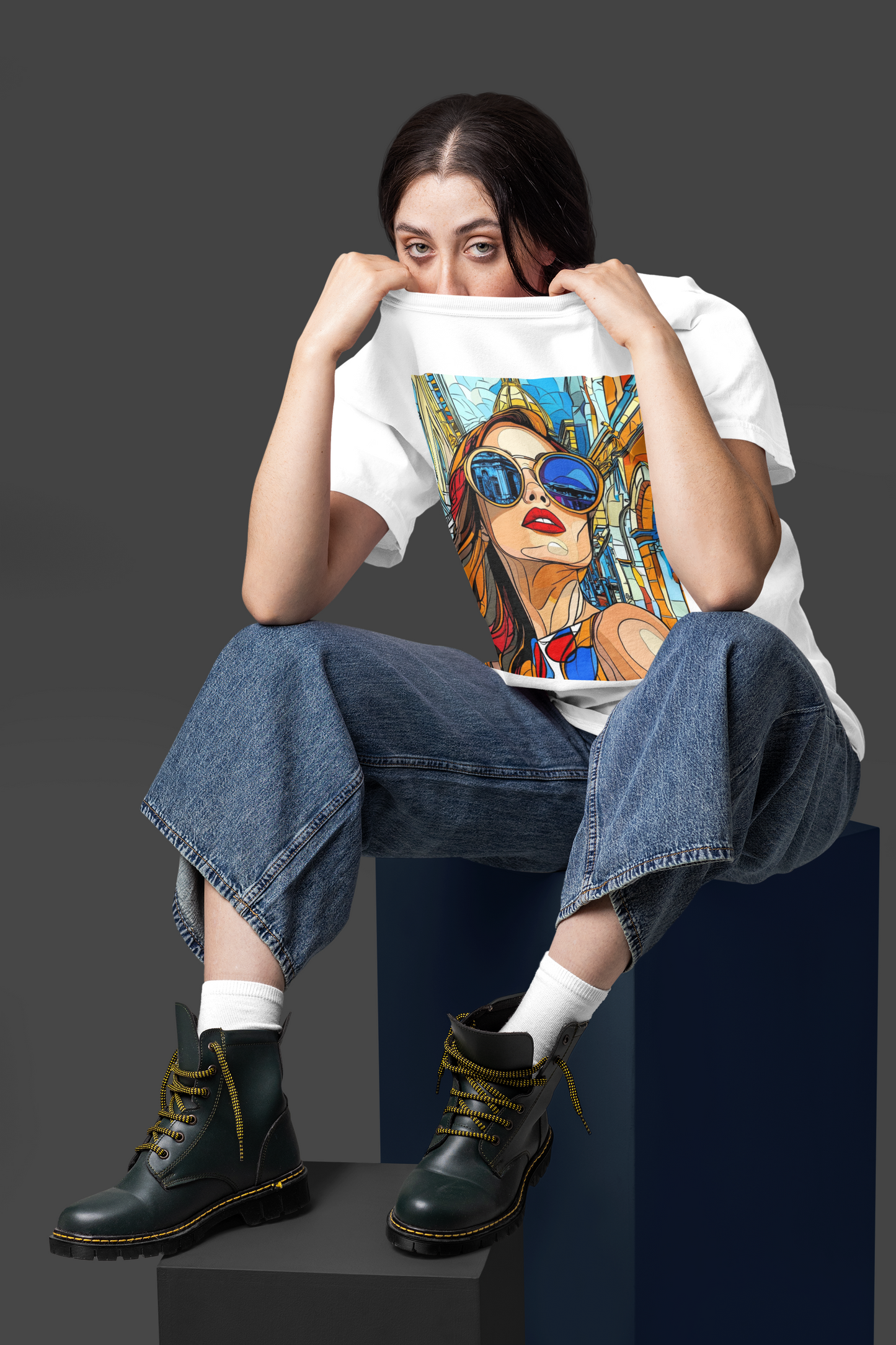GOODLUCK Oversized Tee – City Reflections (Black & White Editions)