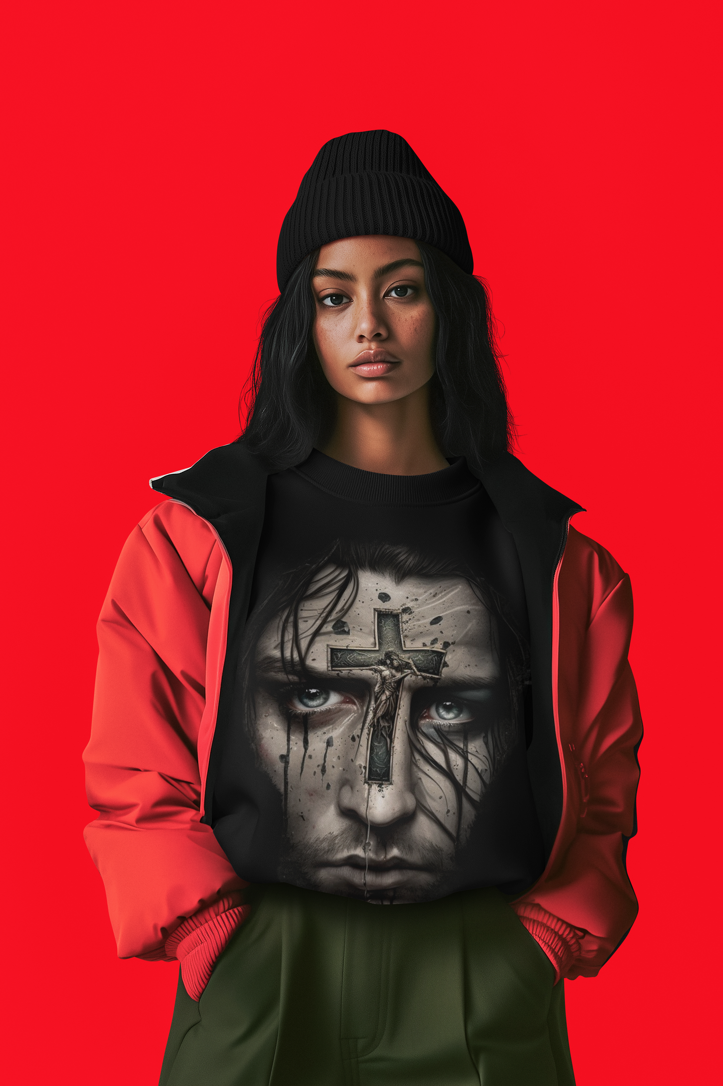 GOODLUCK Oversized Tee – Cross Witness (Black Edition)