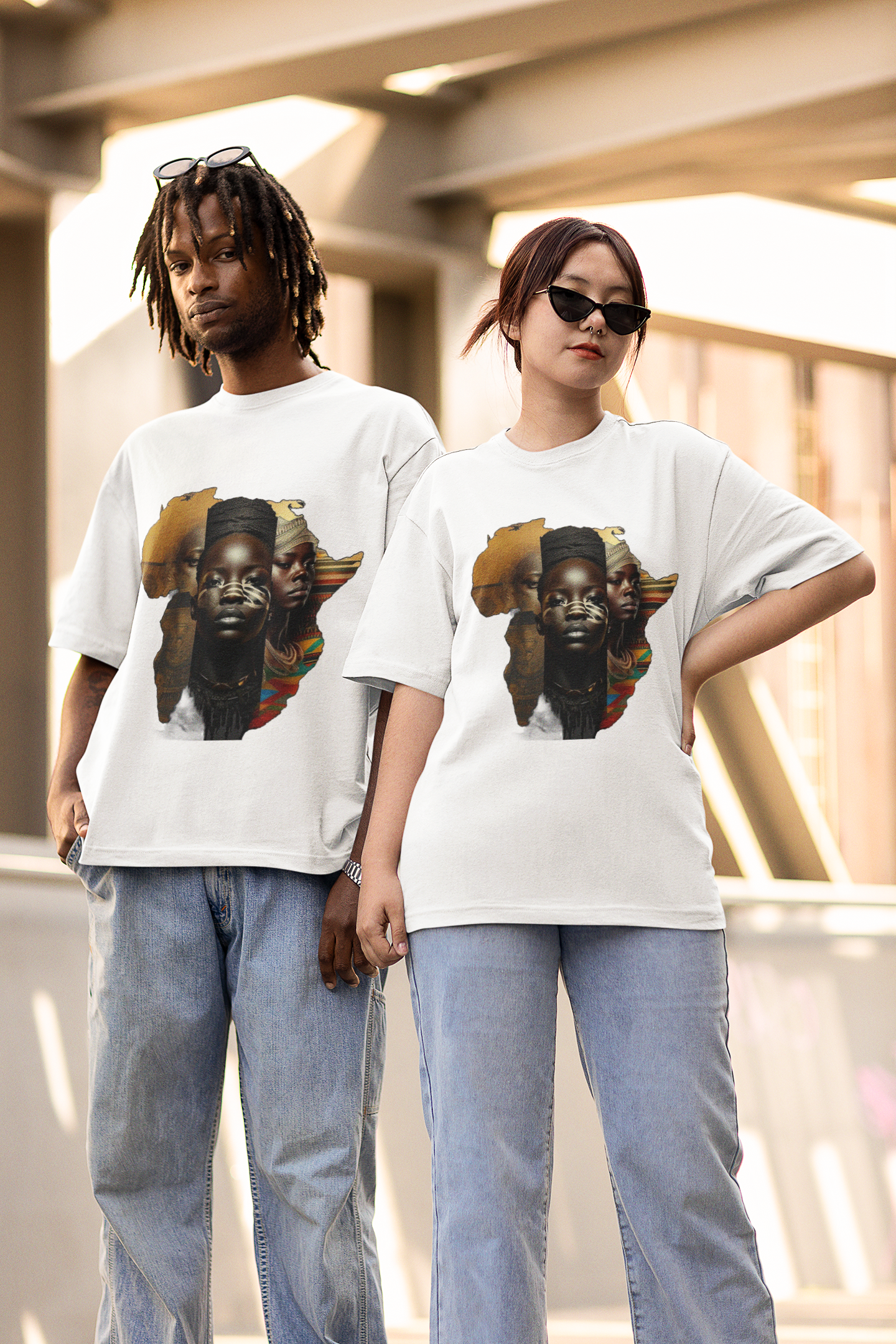 GOODLUCK Oversized Tee – Motherland Vision (White & Black Edition)