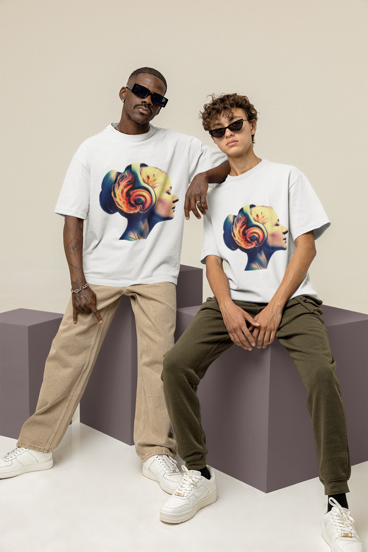 GOODLUCK Oversized Tee ā Sonic Flame (White Edition)