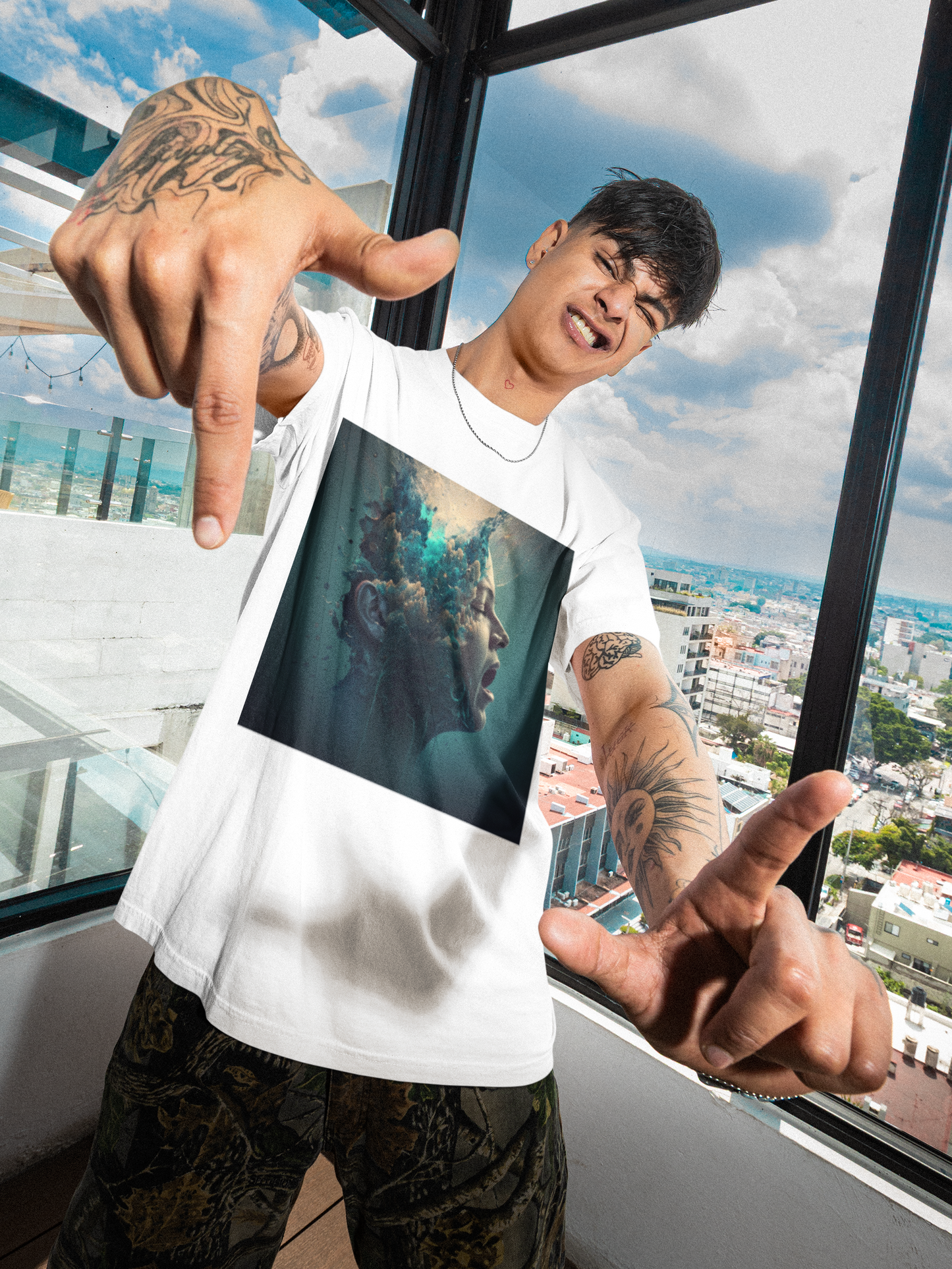 GOODLUCK Oversized Tee – Breaking Point (White Edition)