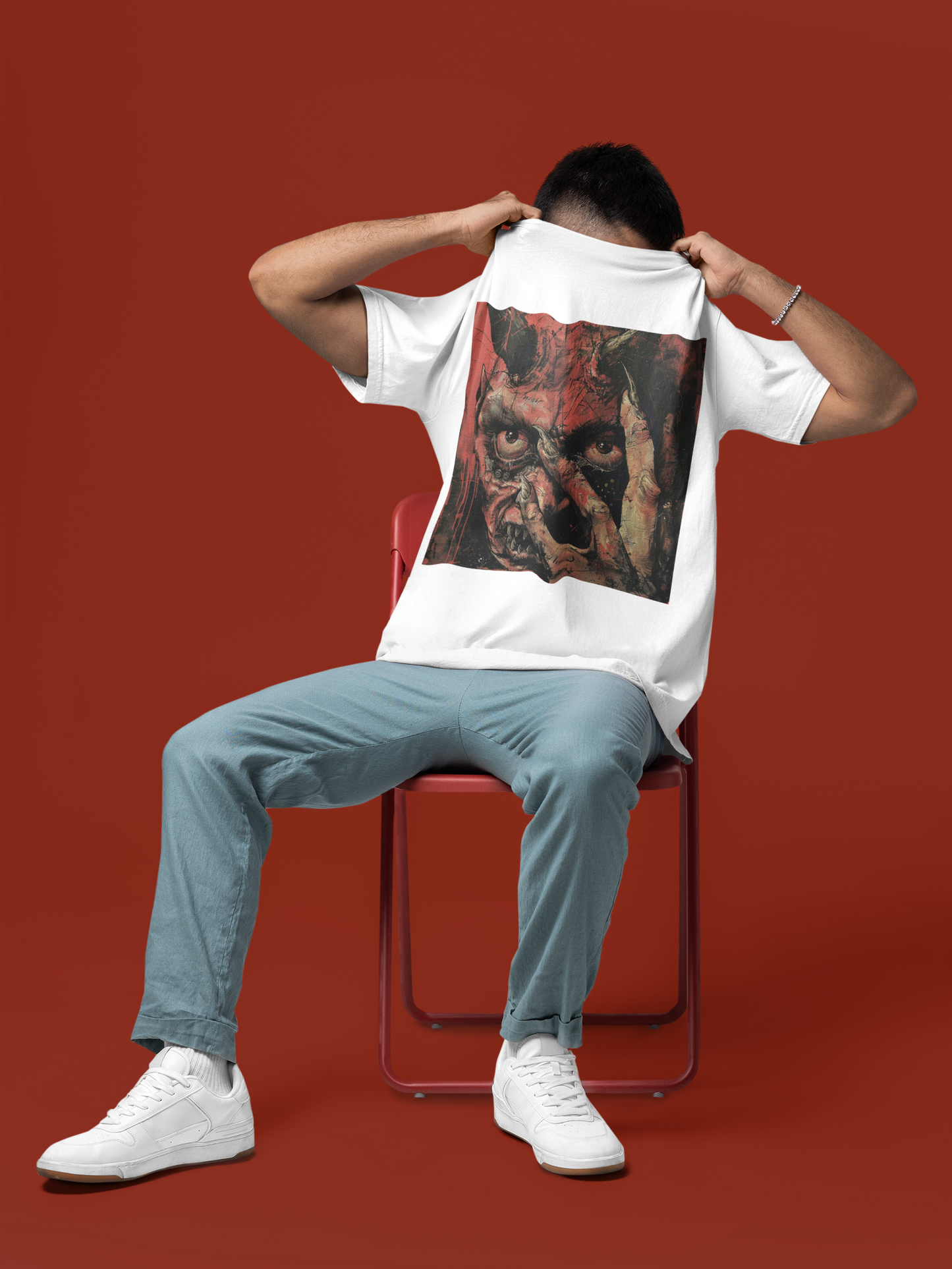 GOODLUCK Oversized T-Shirt β Shadow Witness (Blood Edition) (Black & White) shadow-witness-blood-tee