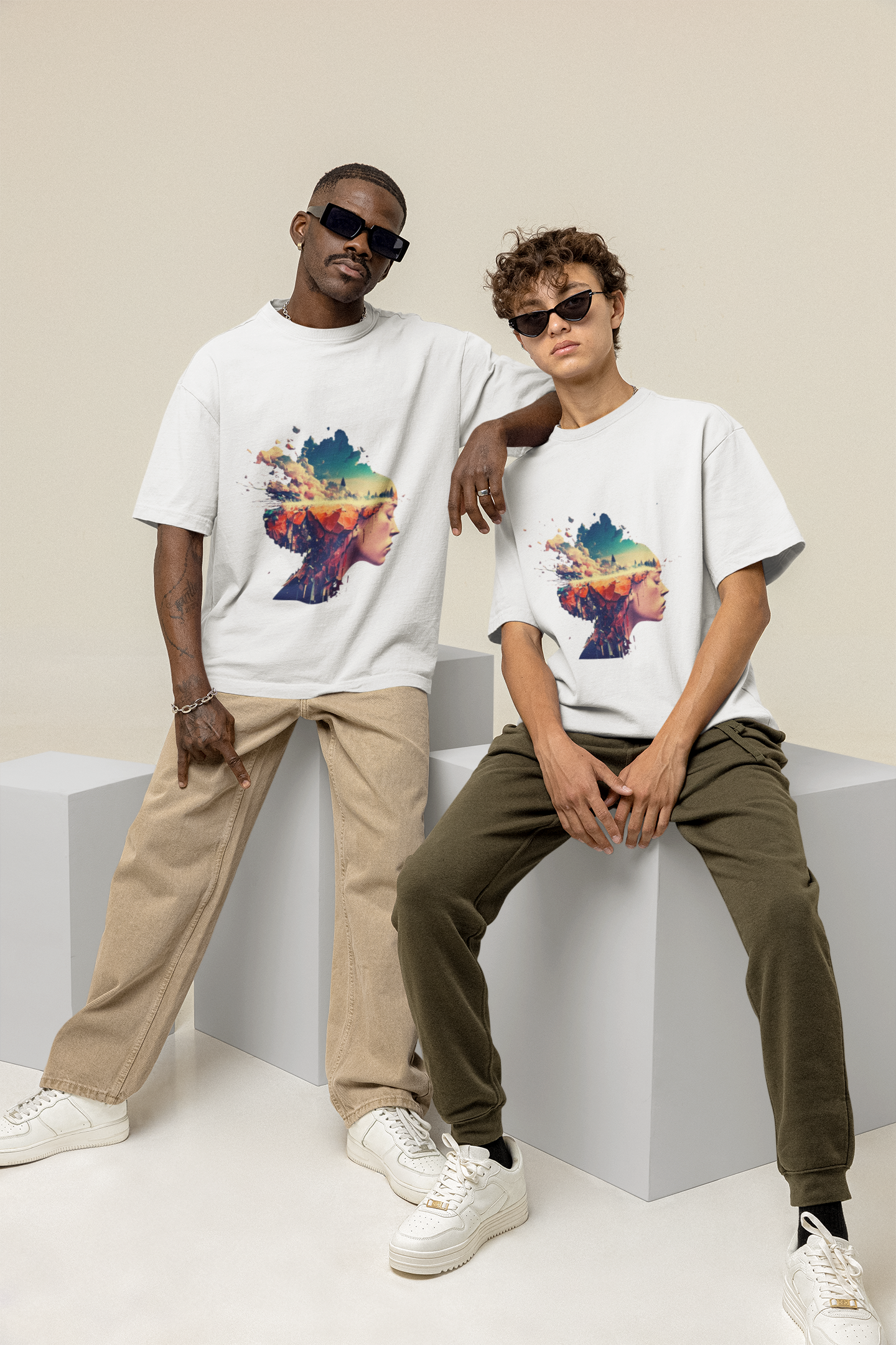 GOODLUCK Oversized Tee – Dream Horizon (White Edition)