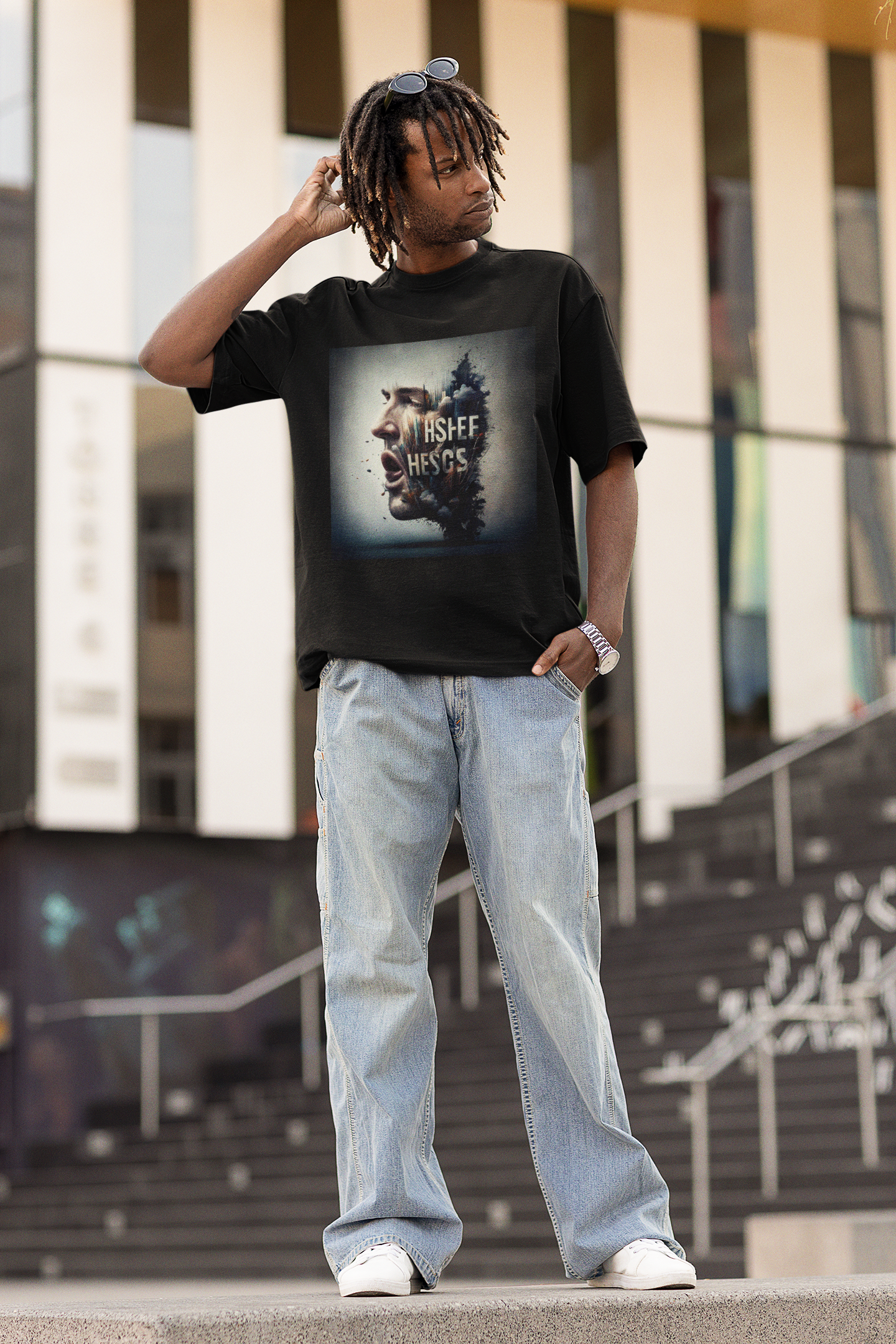 GOODLUCK Oversized Tee – Voice of the Streets (Black Edition)