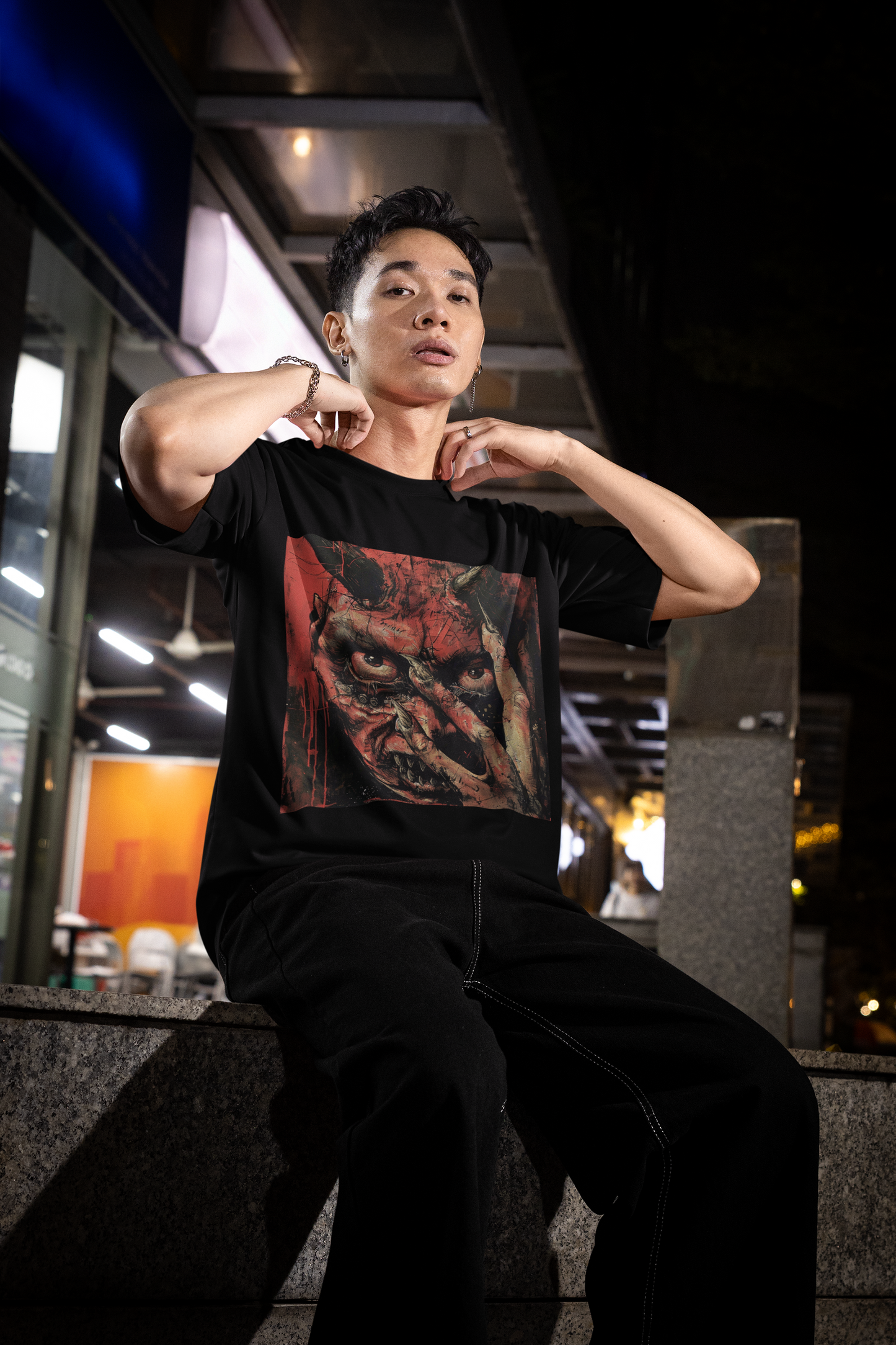 GOODLUCK Oversized T-Shirt β Shadow Witness (Blood Edition) (Black & White) shadow-witness-blood-tee