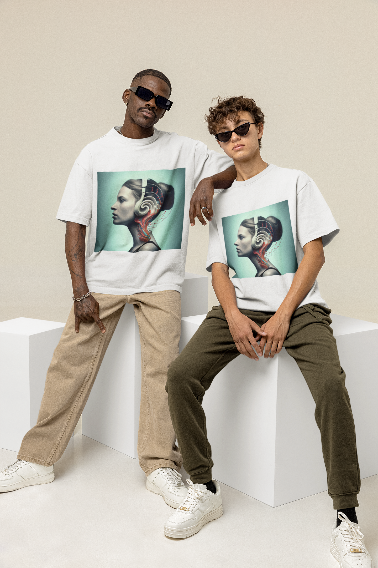 GOODLUCK Oversized Tee ā Human Frequency (Black & White Edition)