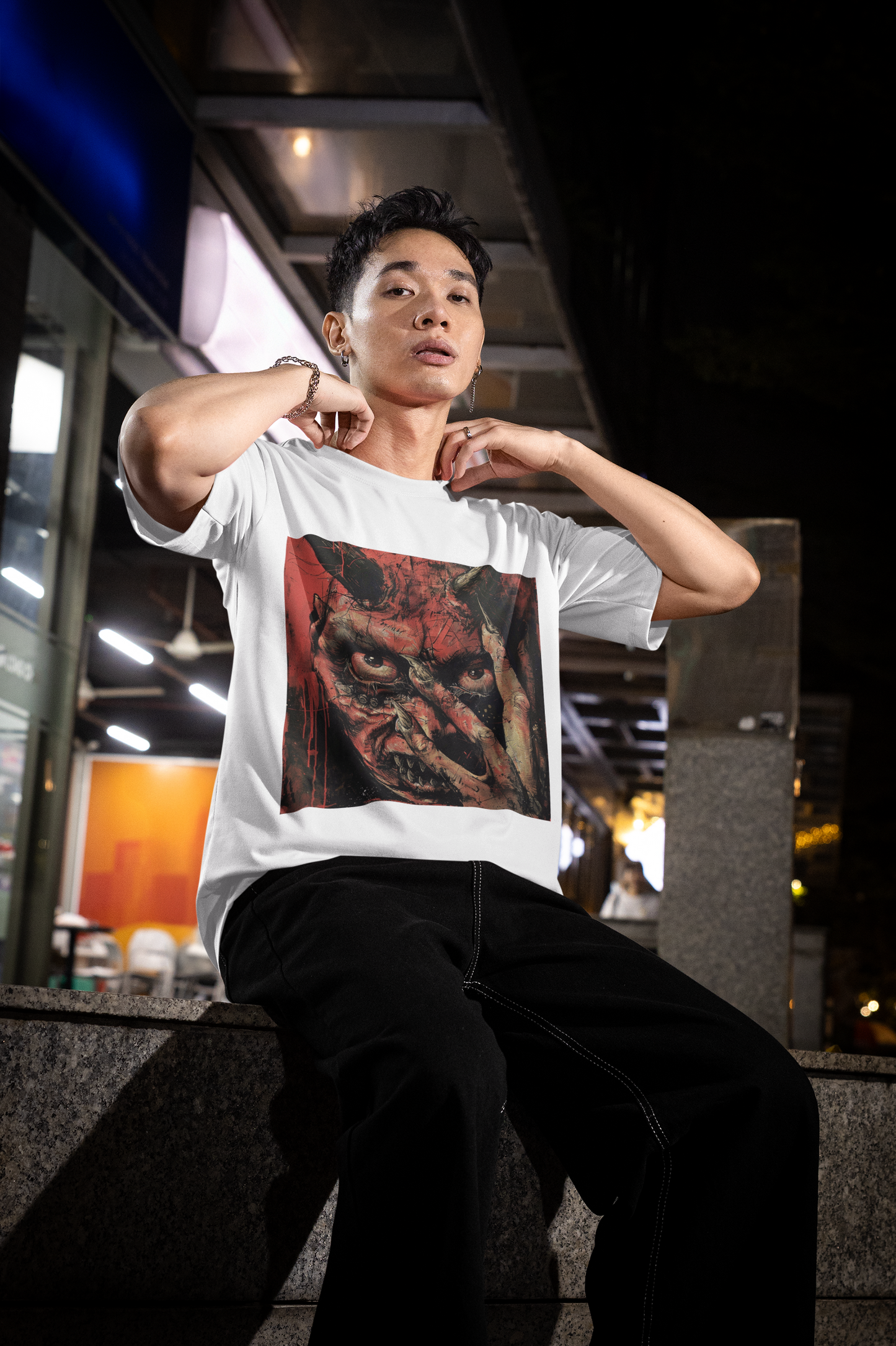 GOODLUCK Oversized T-Shirt β Shadow Witness (Blood Edition) (Black & White) shadow-witness-blood-tee
