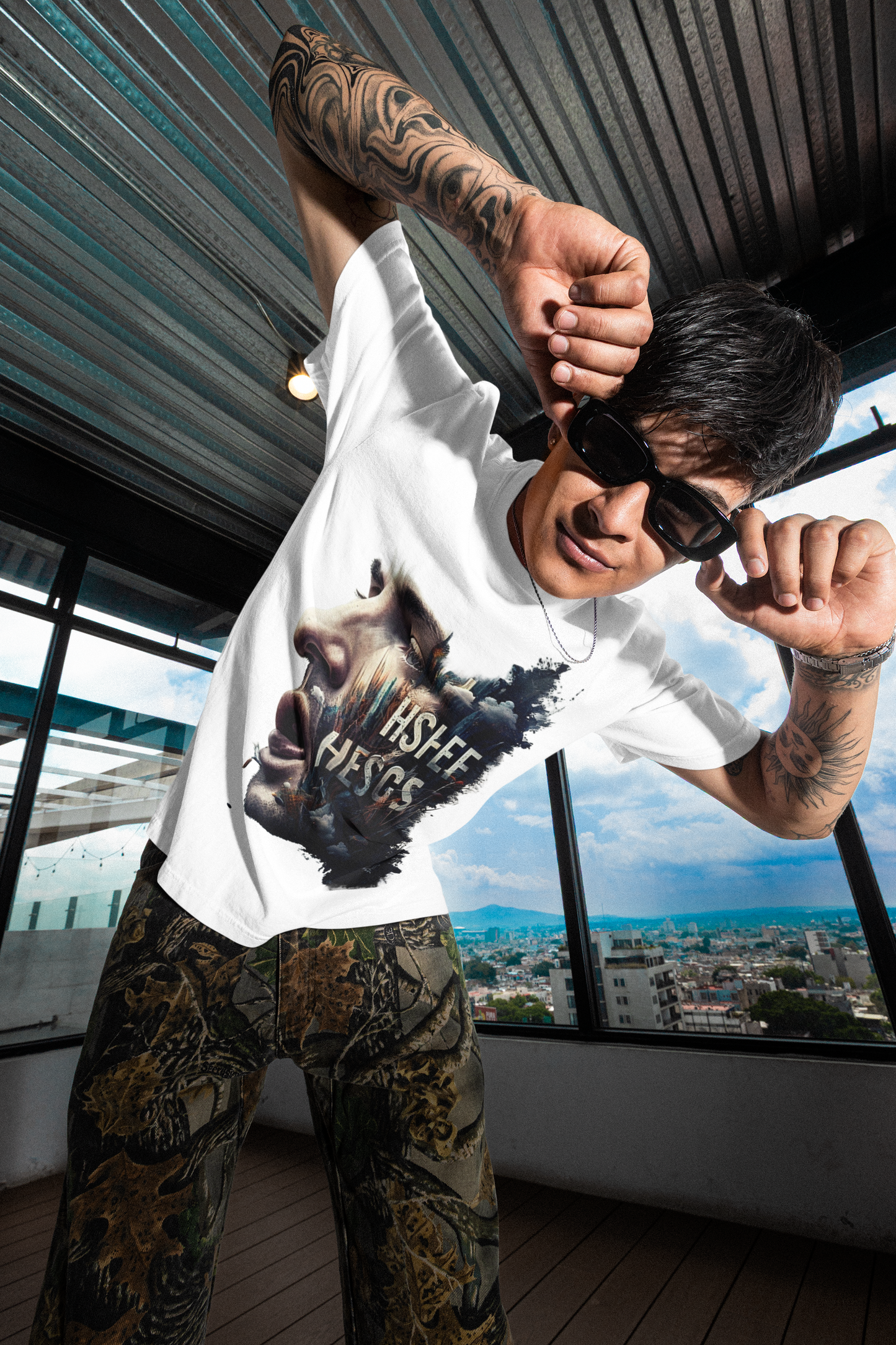 GOODLUCK Oversized Tee – Voice of the Streets (White Edition)