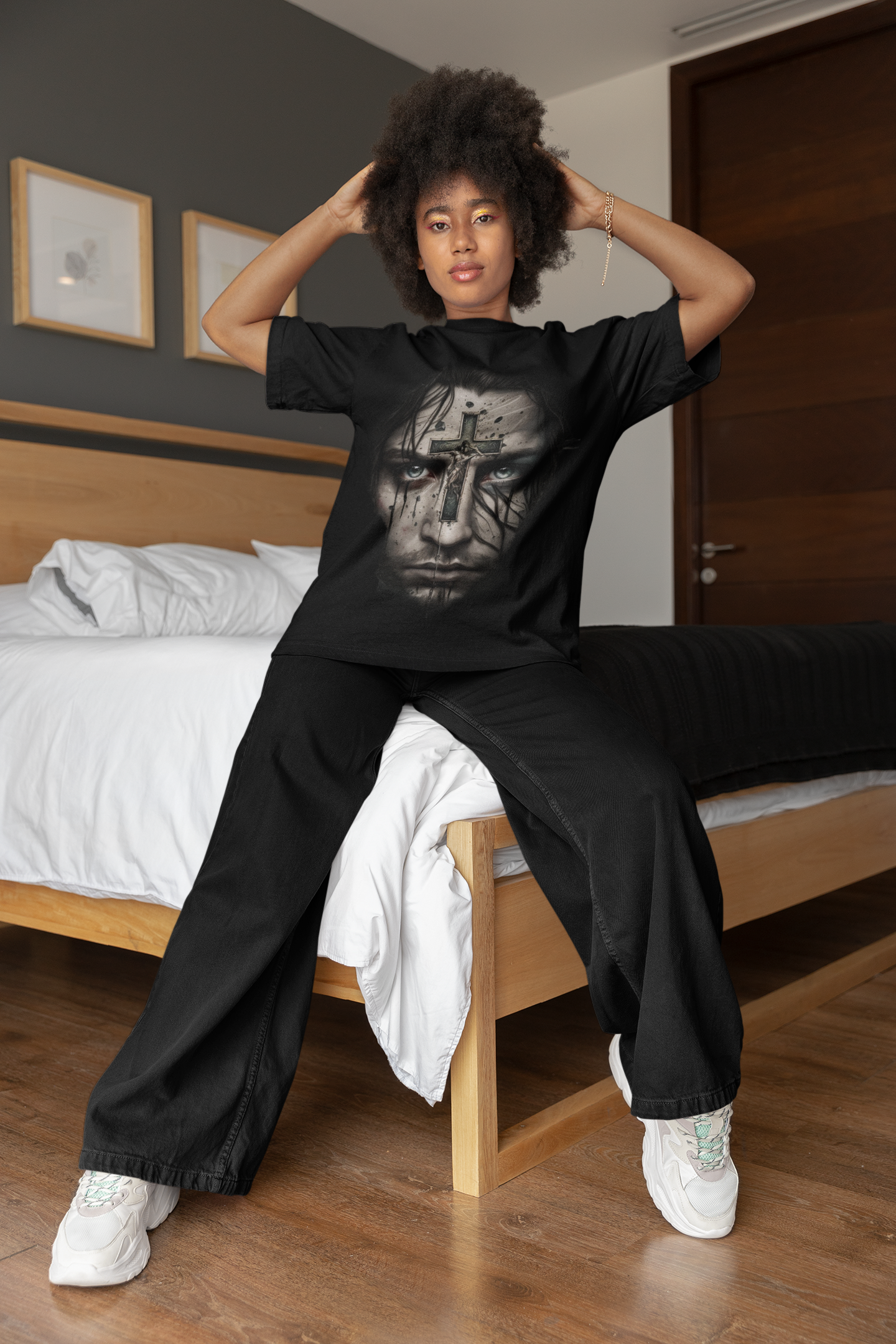 GOODLUCK Oversized Tee – Cross Witness (Black Edition)