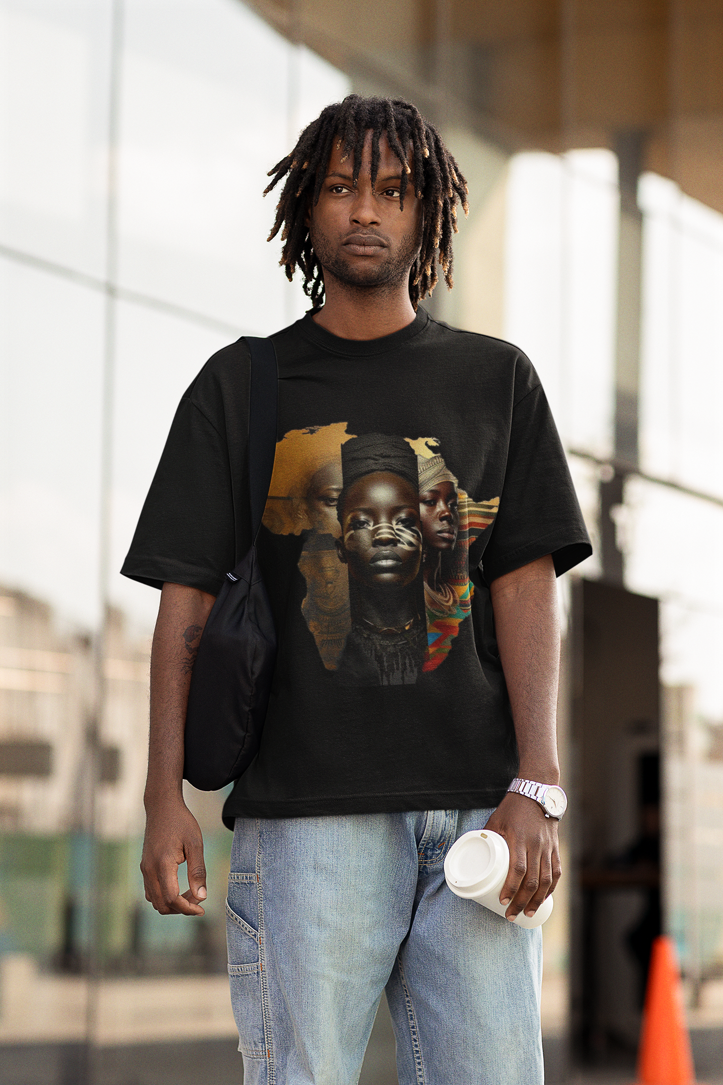 GOODLUCK Oversized Tee – Motherland Vision (White & Black Edition)