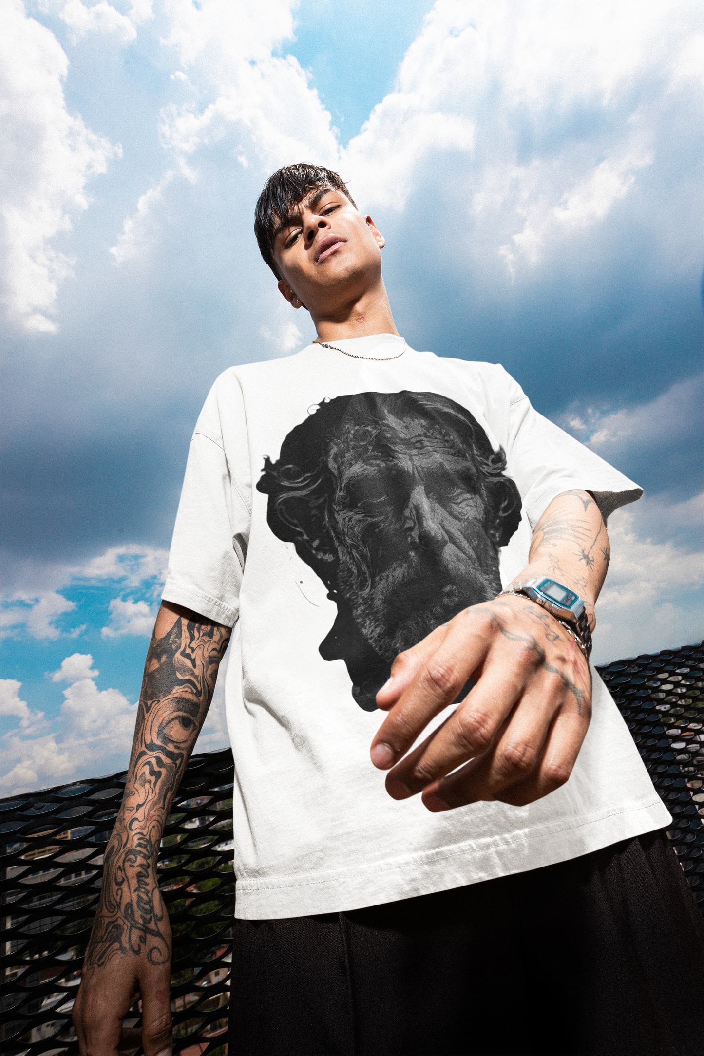 GOODLUCK Oversized Tee – The Elder’s Mark (White & Black Edition)