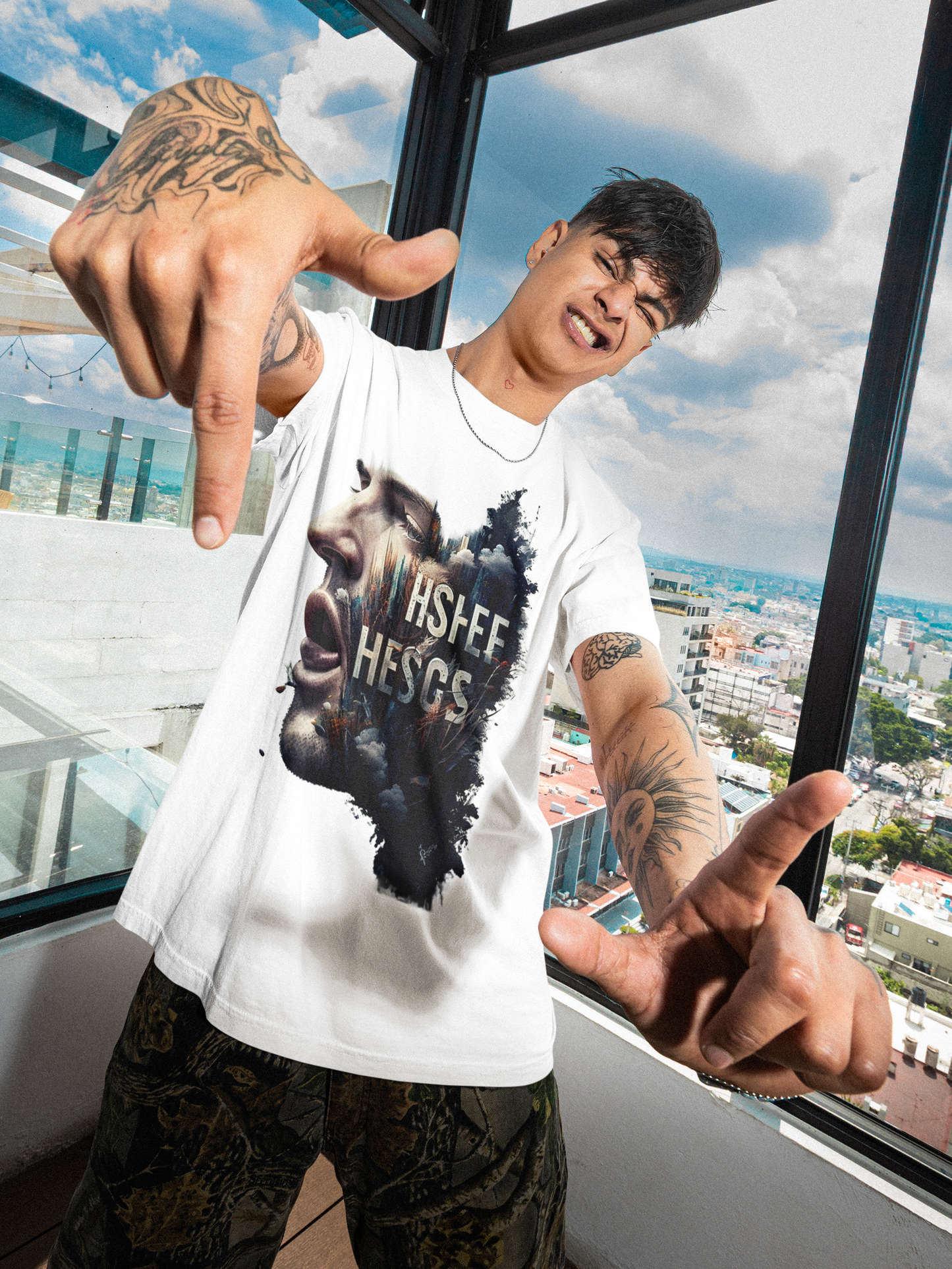 GOODLUCK Oversized Tee – Voice of the Streets (White Edition)