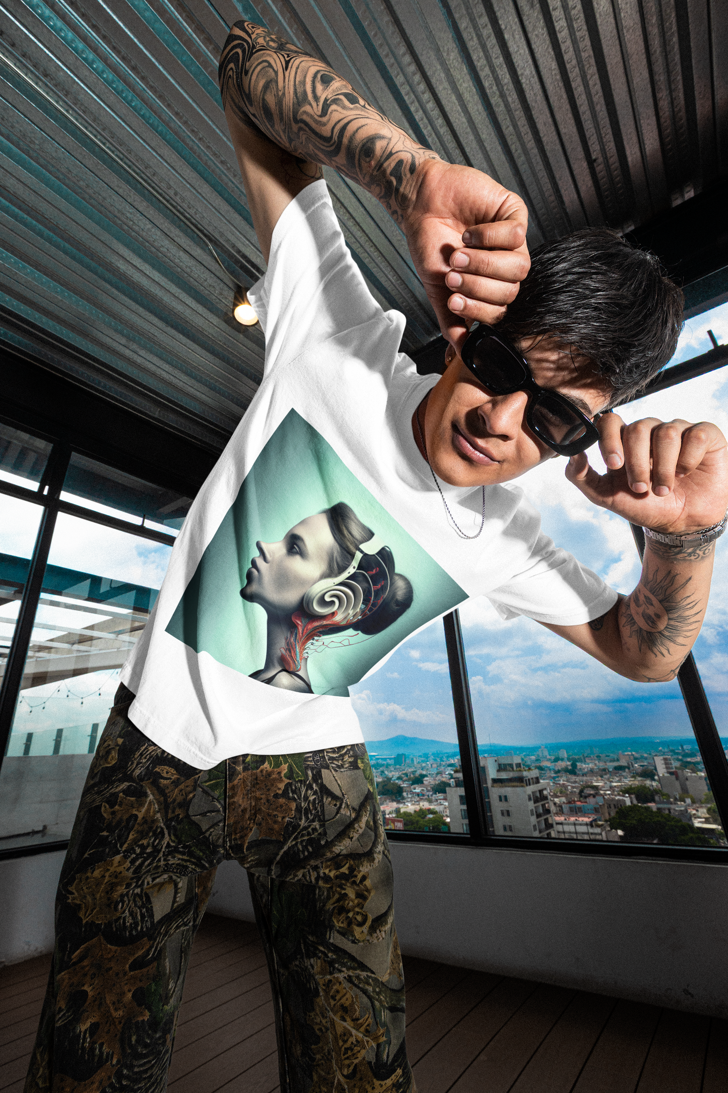 GOODLUCK Oversized Tee ā Human Frequency (Black & White Edition)