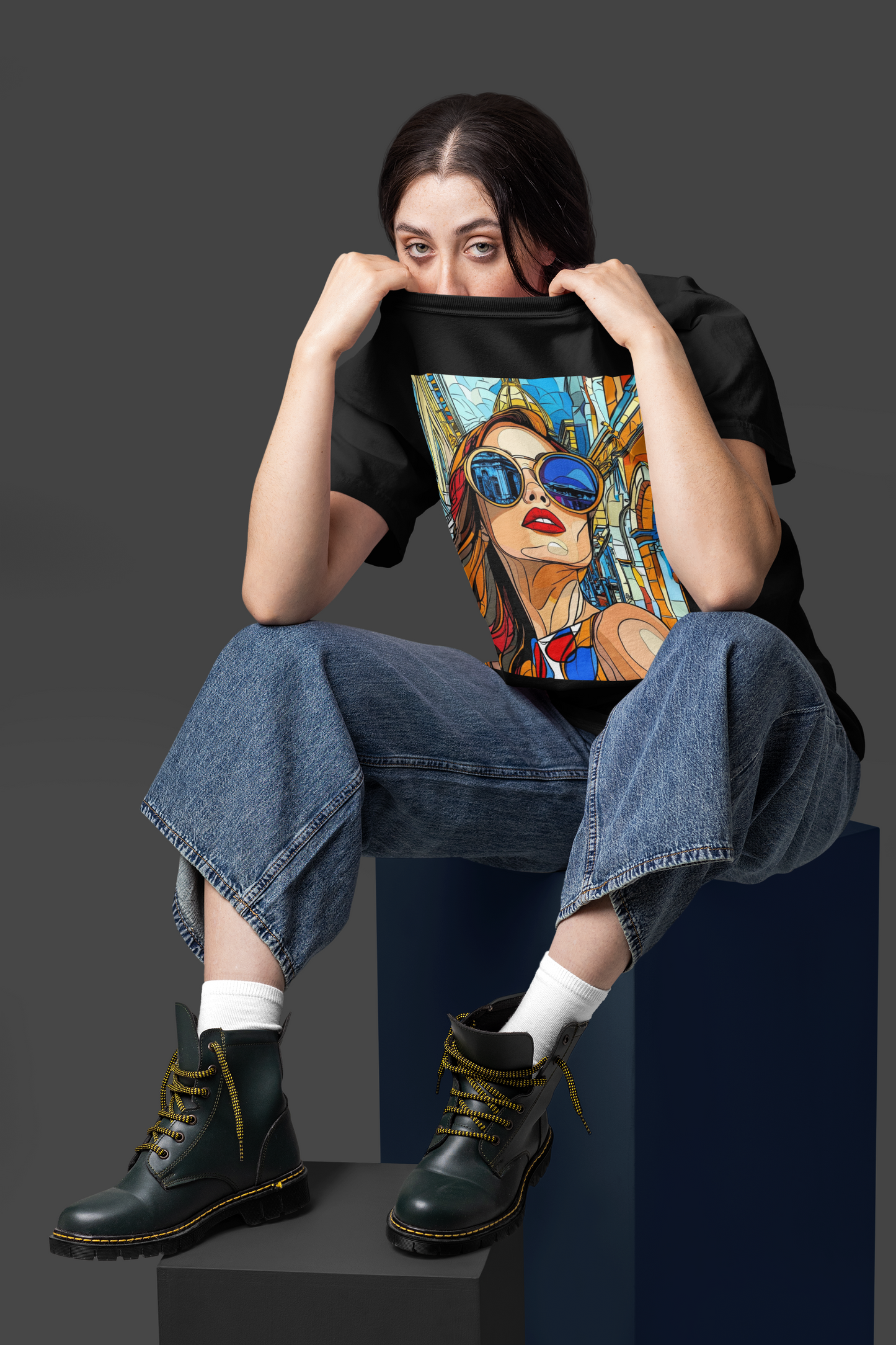 GOODLUCK Oversized Tee – City Reflections (Black & White Editions)