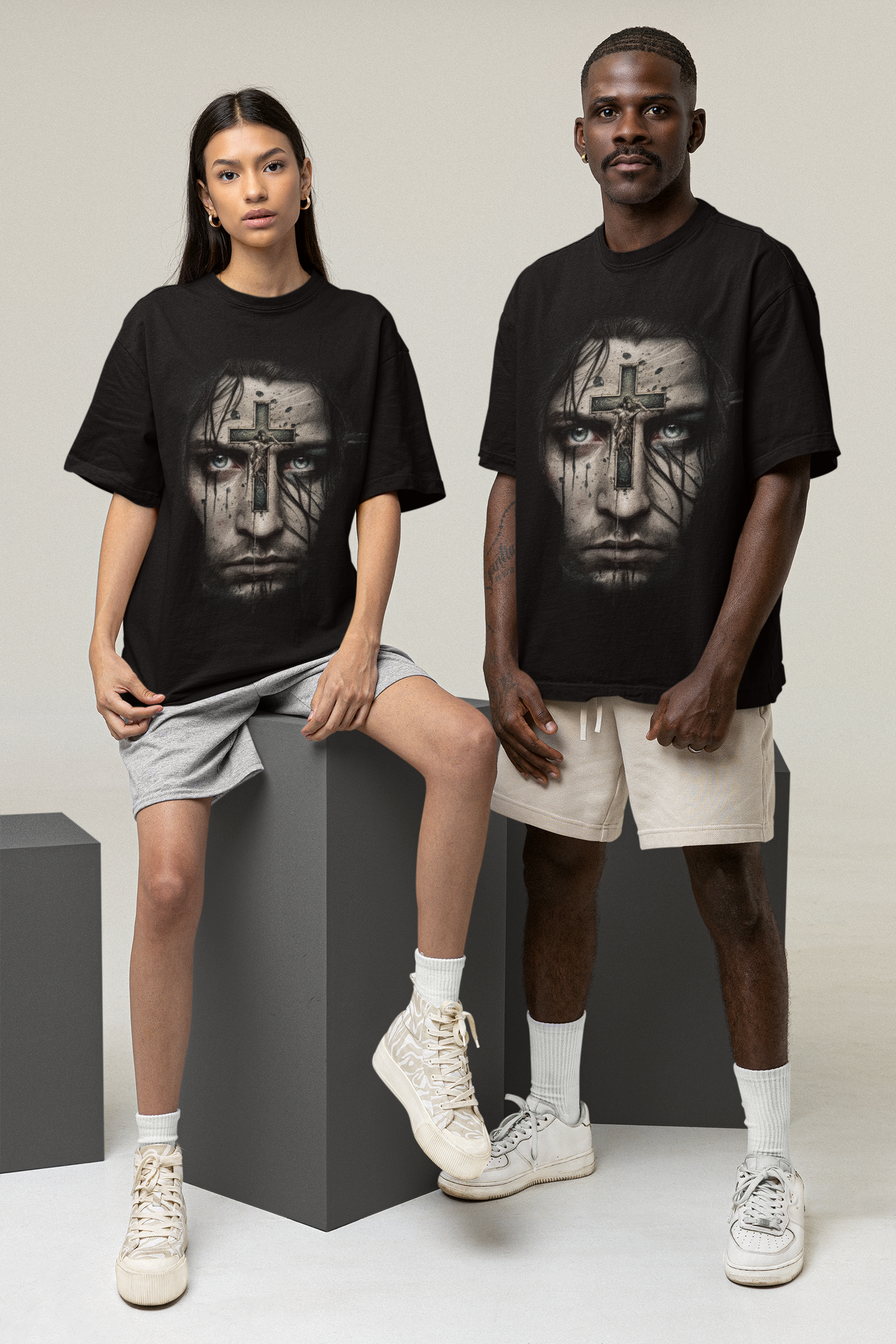 GOODLUCK Oversized Tee – Cross Witness (Black Edition)