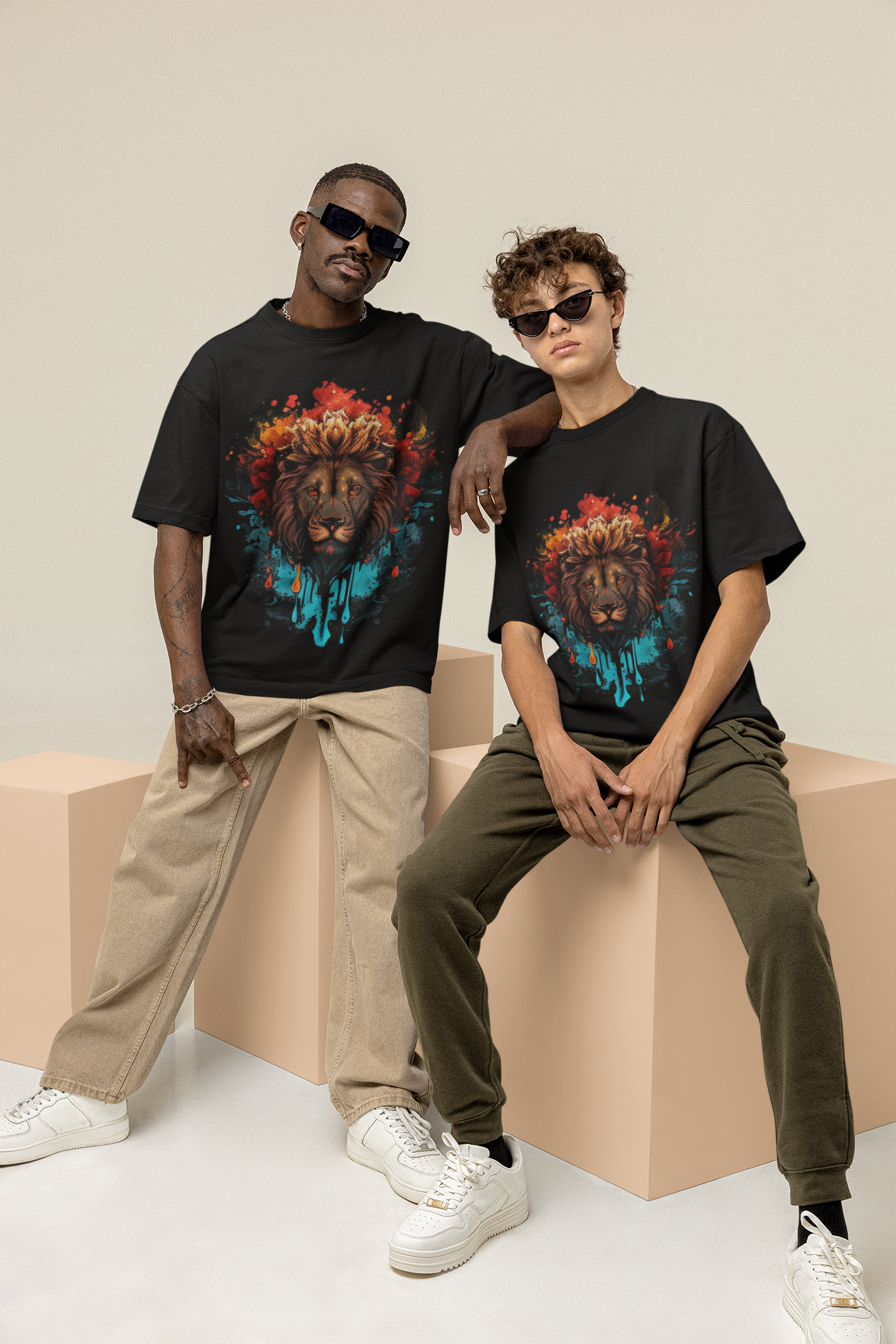 GOODLUCK Oversized Tee – Crown of the Lion (Black Edition)