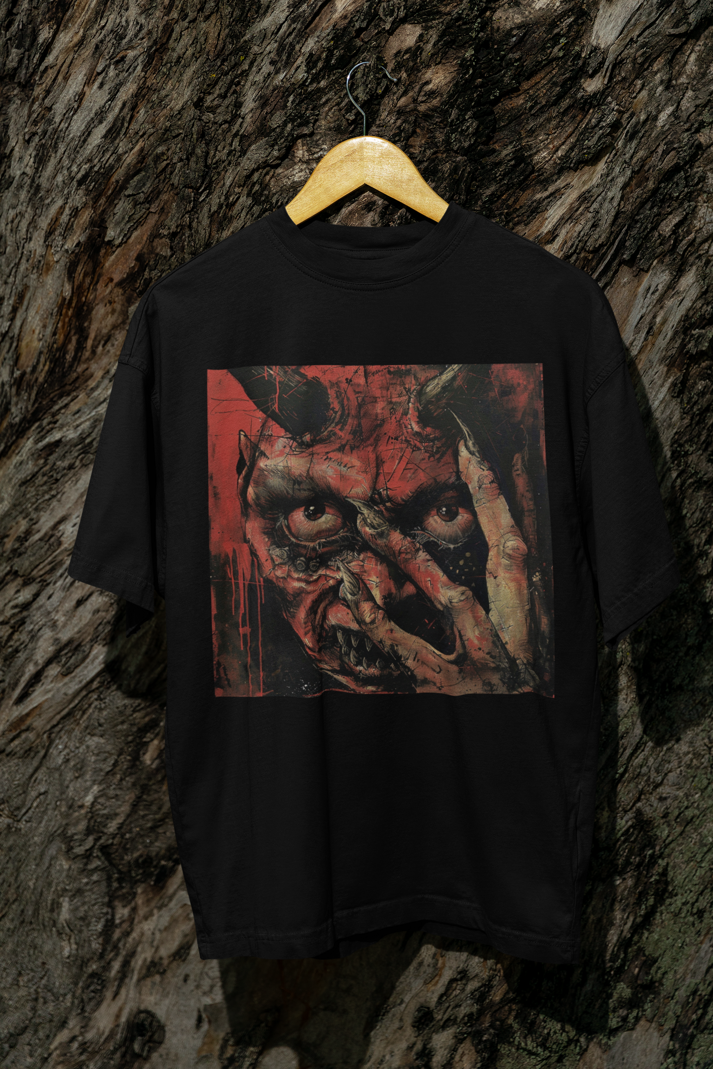 GOODLUCK Oversized T-Shirt β Shadow Witness (Blood Edition) (Black & White) shadow-witness-blood-tee