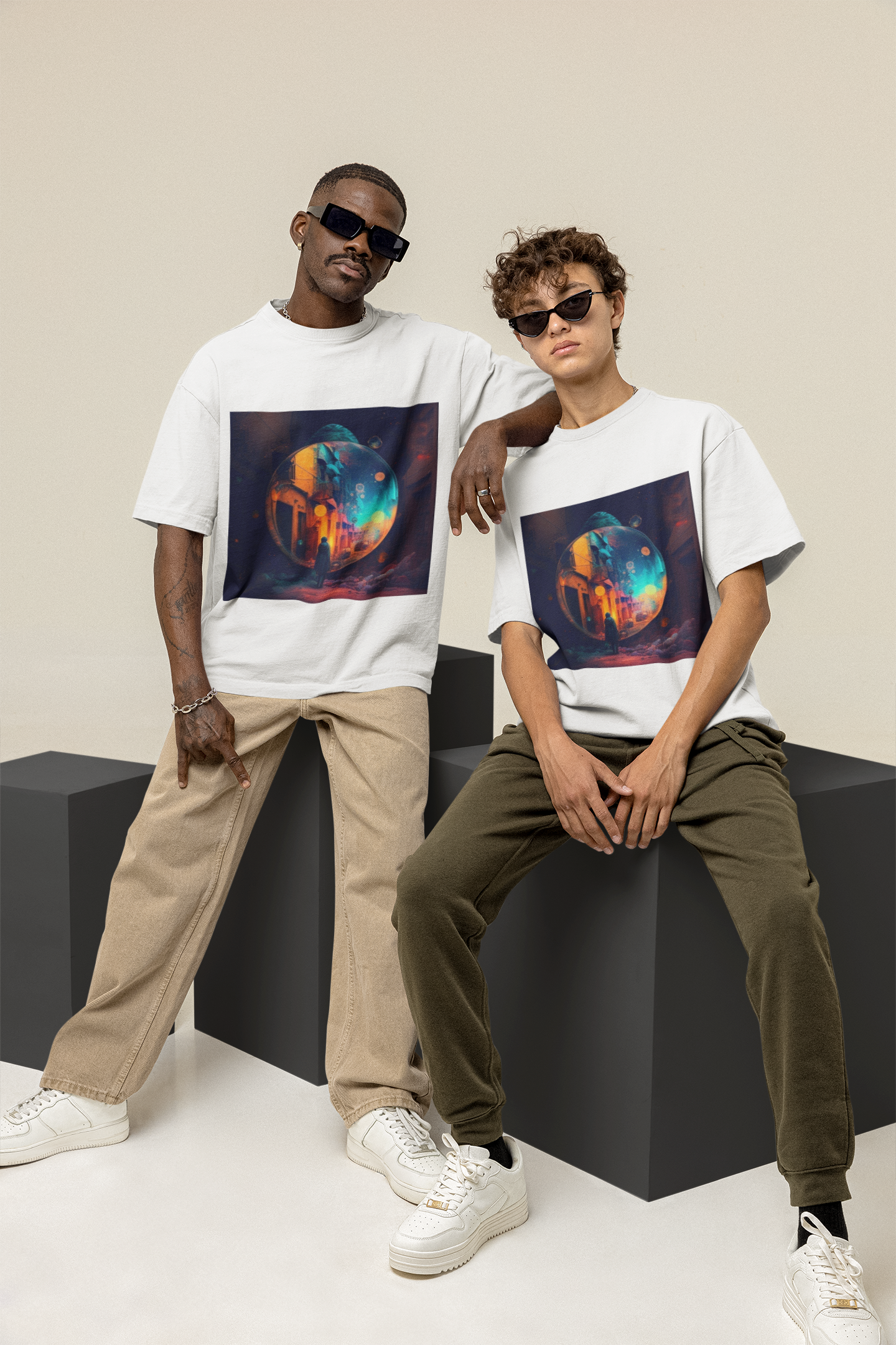 GOODLUCK Oversized Tee – Dimension Portal (White & Black Editions)
