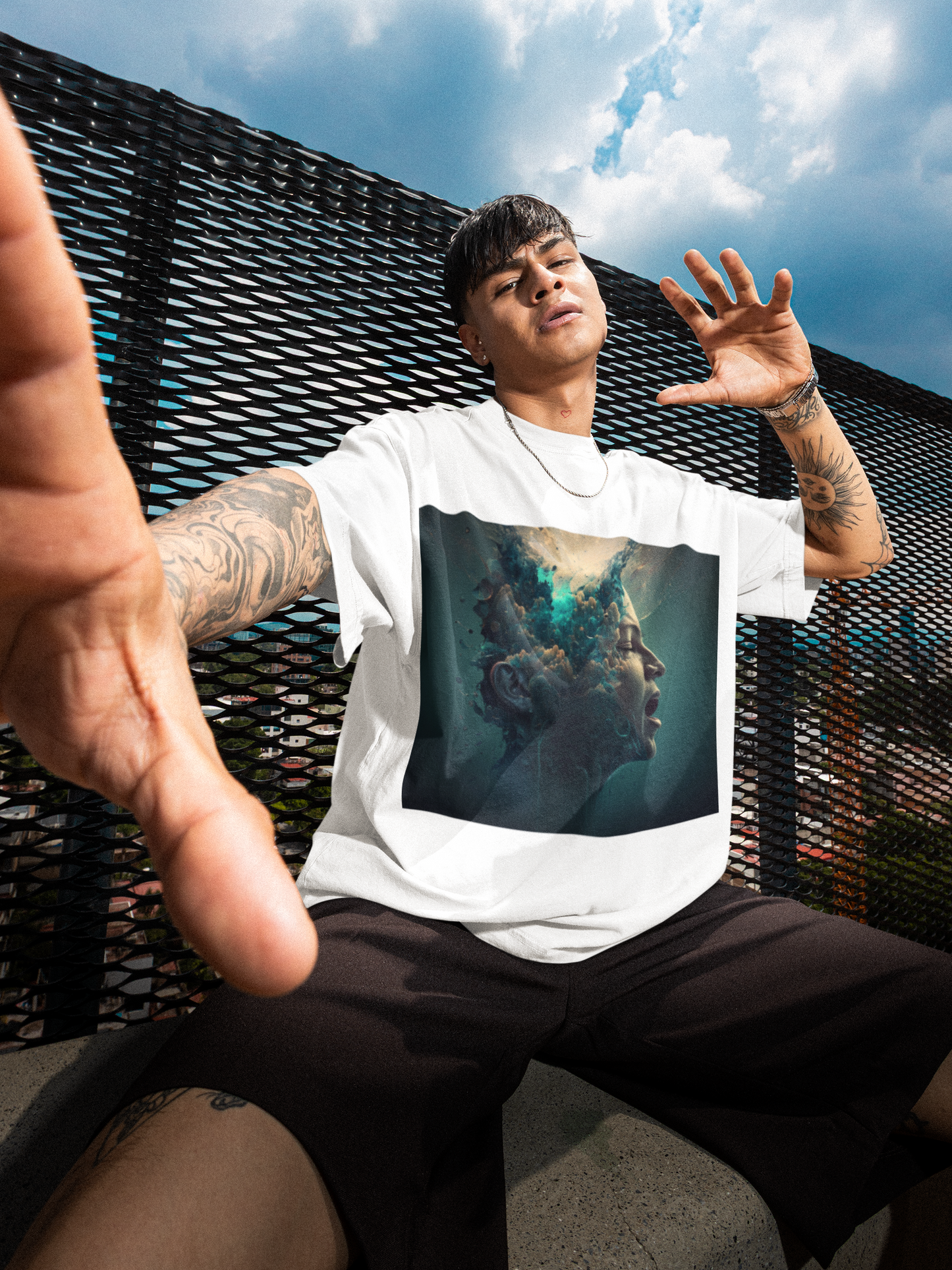 GOODLUCK Oversized Tee – Breaking Point (White Edition)