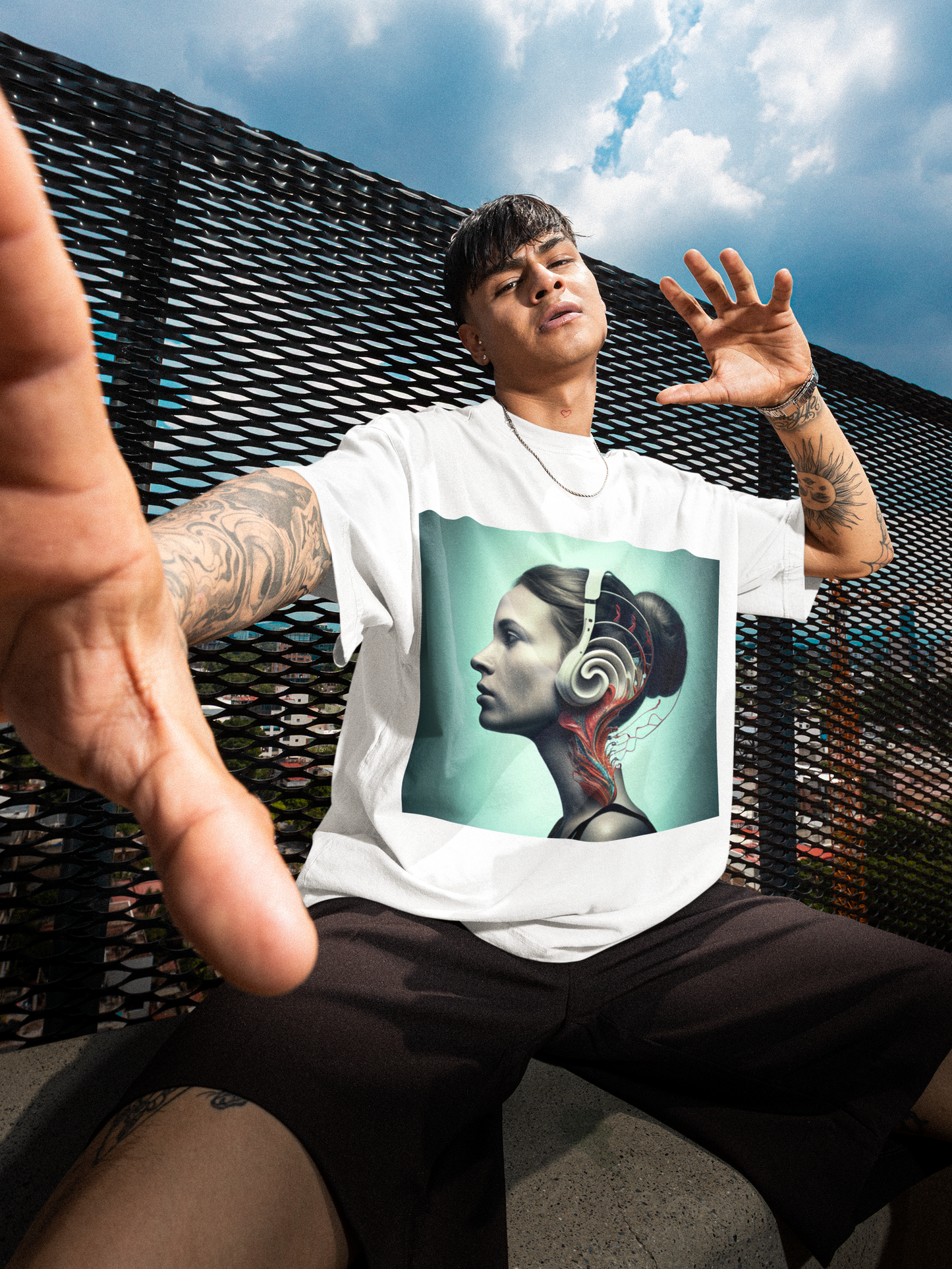 GOODLUCK Oversized Tee ā Human Frequency (Black & White Edition)