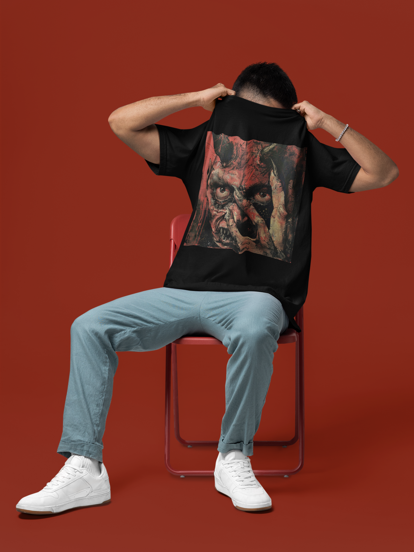 GOODLUCK Oversized T-Shirt β Shadow Witness (Blood Edition) (Black & White) shadow-witness-blood-tee