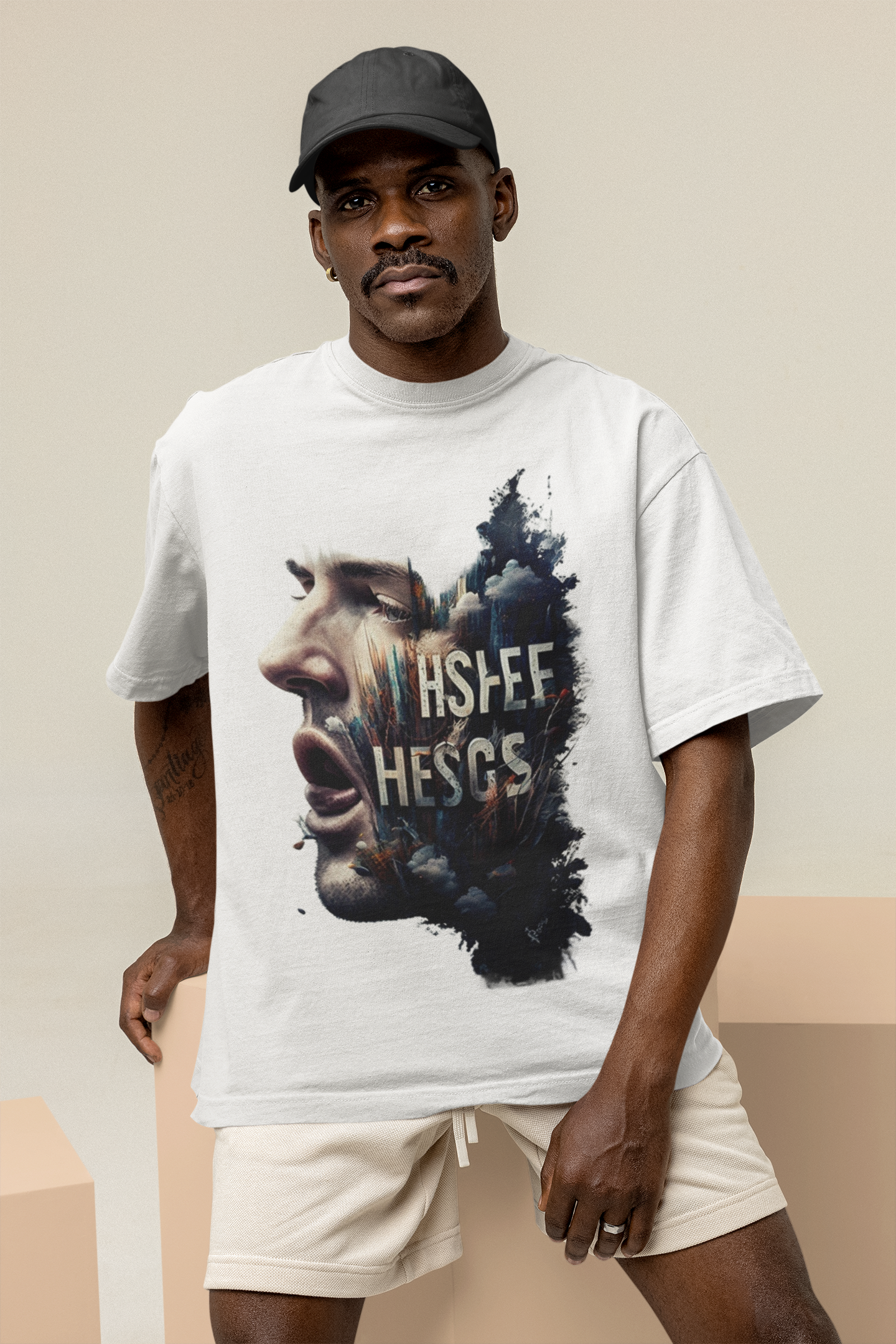 GOODLUCK Oversized Tee – Voice of the Streets (White Edition)