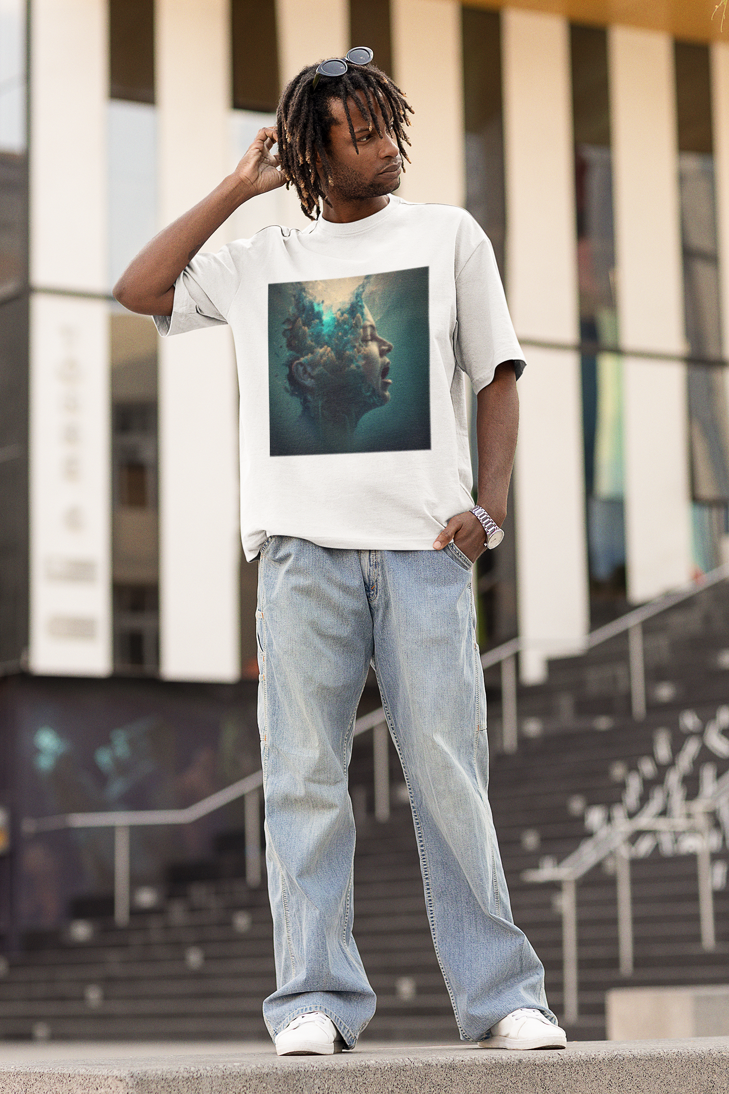 GOODLUCK Oversized Tee – Breaking Point (White Edition)