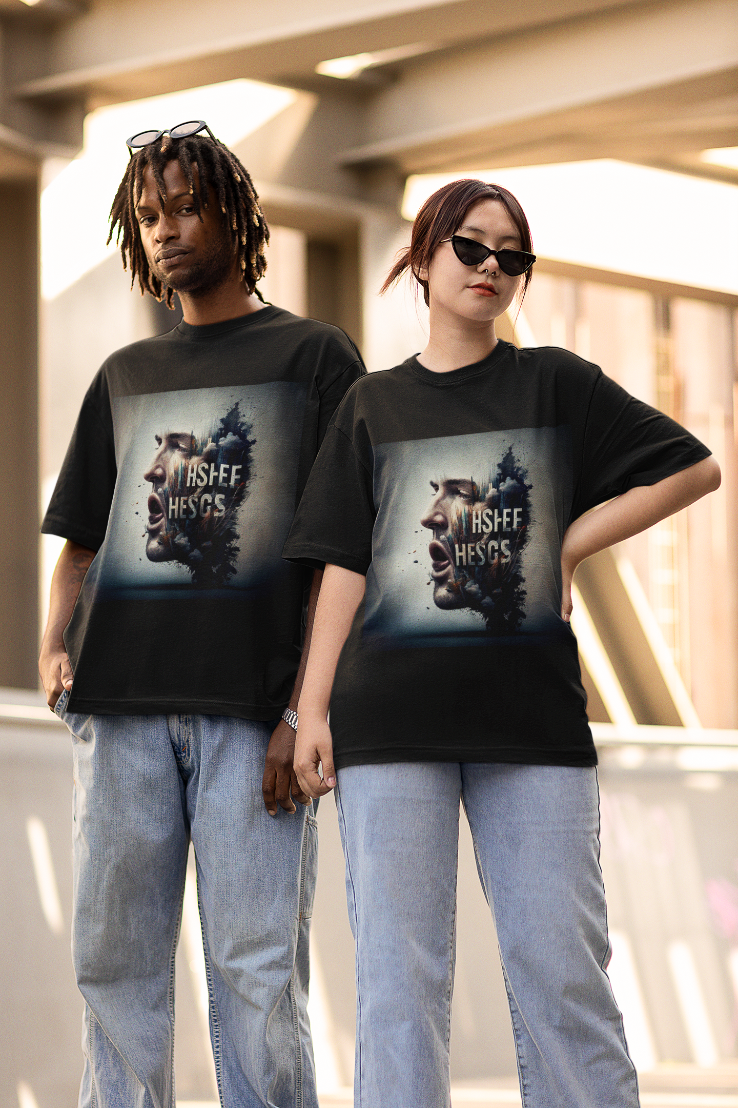 GOODLUCK Oversized Tee – Voice of the Streets (Black Edition)