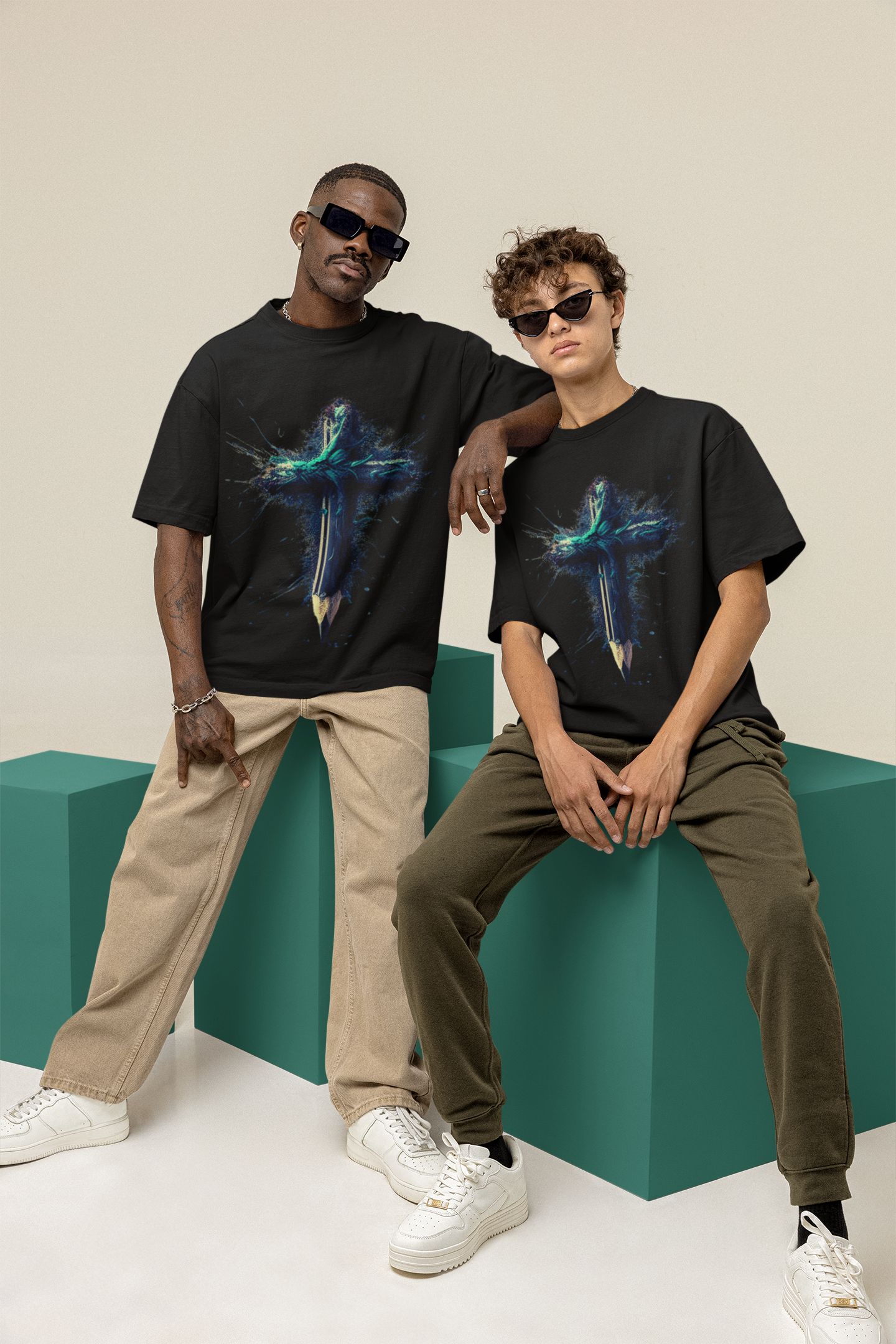 GOODLUCK Oversized Tee – Crossfire (White & Black Editions)