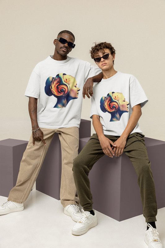 GOODLUCK Oversized Tee – Sonic Flame (White Edition)