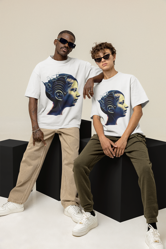 GOODLUCK Oversized Tee – Future Memory (Black & White Edition)