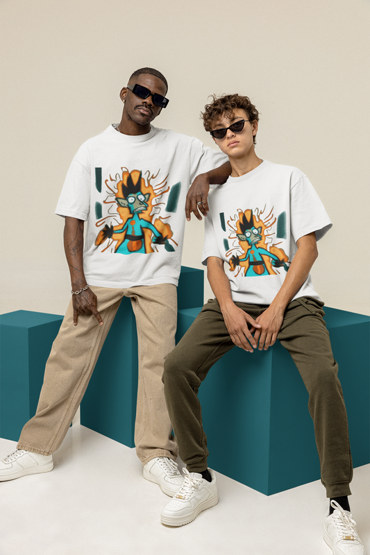 GOODLUCK Oversized Tee – Street Heat (White Edition)